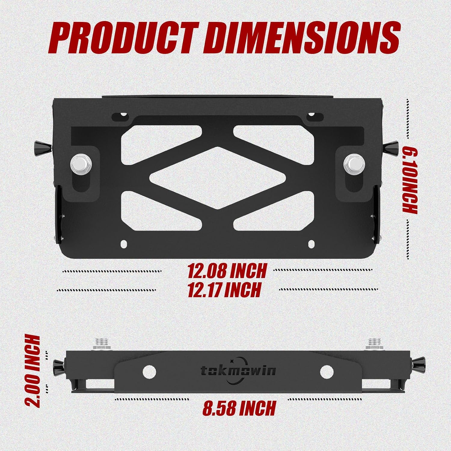 Front License Plate Bracket for 10" Hawse Fairlead, Universal Adjustable License Plate Bracket, Front License Bracket Holder Relocation Compatible with Most Trucks, Pickups, SUV, Jeep, 4x4, Cars