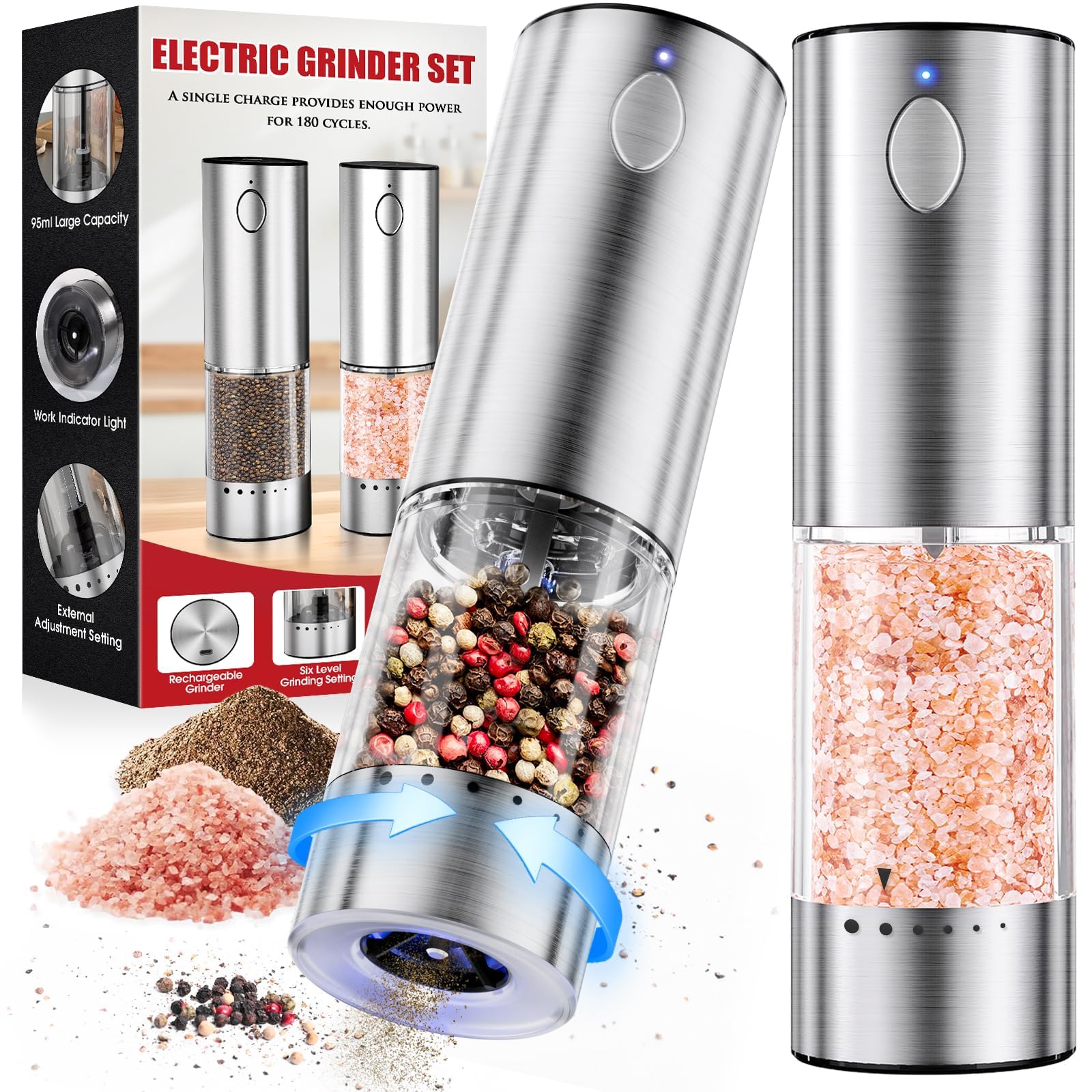 WOWBOX Electric Salt and Pepper Grinder Set