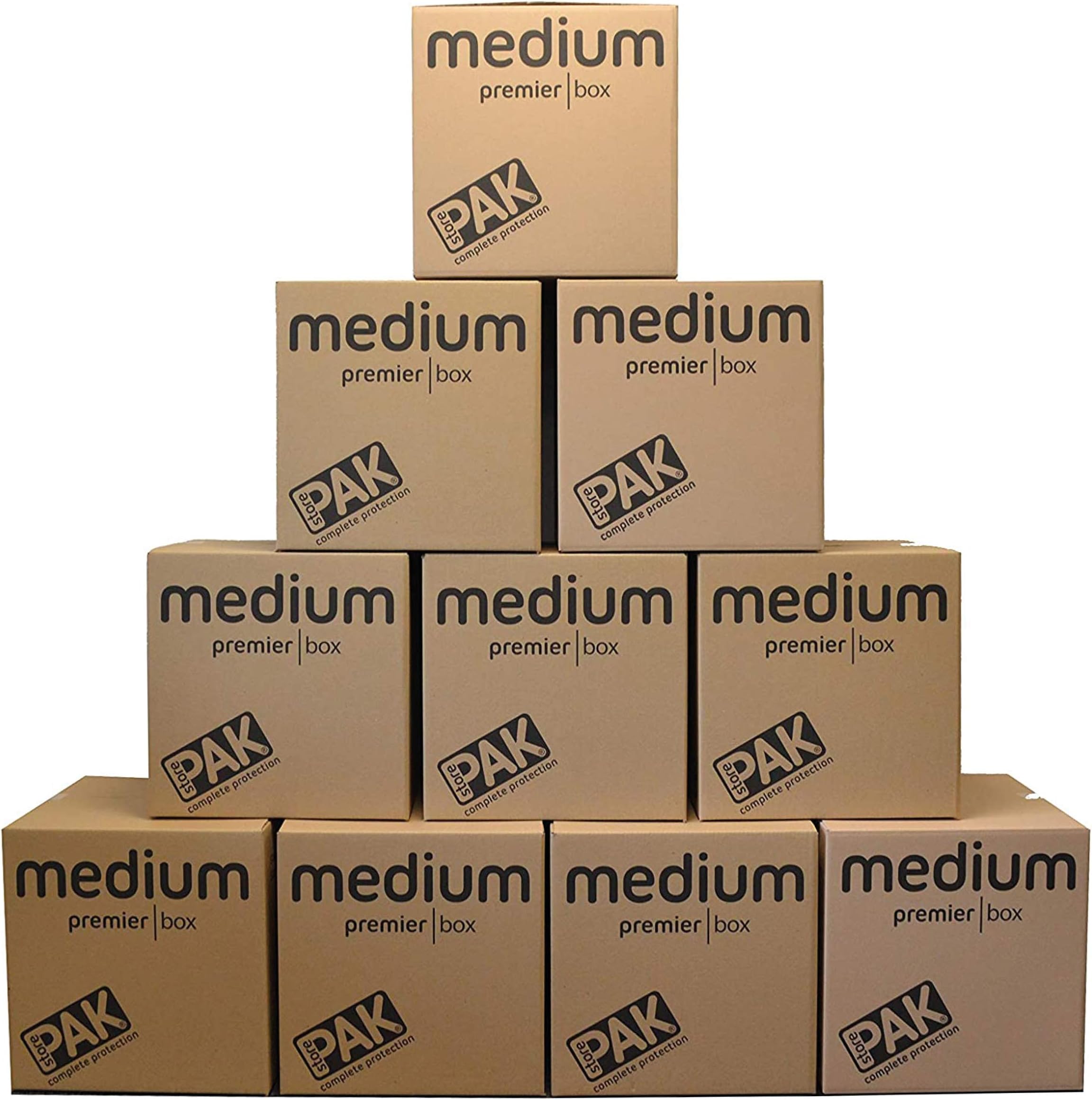 StorePAKHeavy Duty Medium Storage Boxes – Strong Archive Cardboard Boxes with Handles, 64 Litres - H40.5 x W40.5 x D40.5cm (Pack of 10), Brown