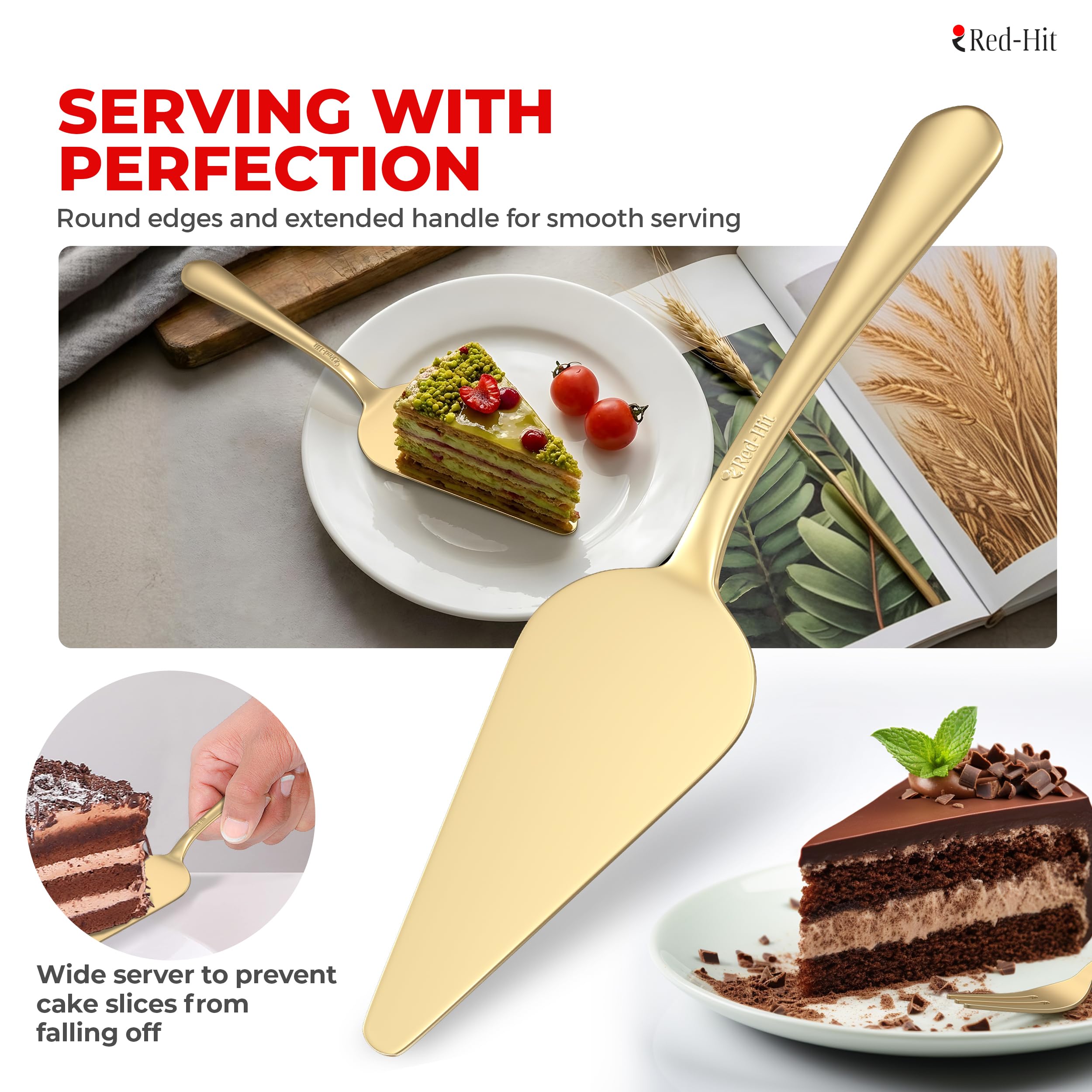 Wedding Cake Cutting Set - Elegant Gold Knife & Server -6
