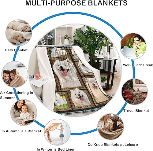 Miniatura 7 de Manta samoyedo para mujeres hombres y niños regalos samoyedo para amantes de los perros samoyedos mantas de franela suaves y acogedoras ligeras y