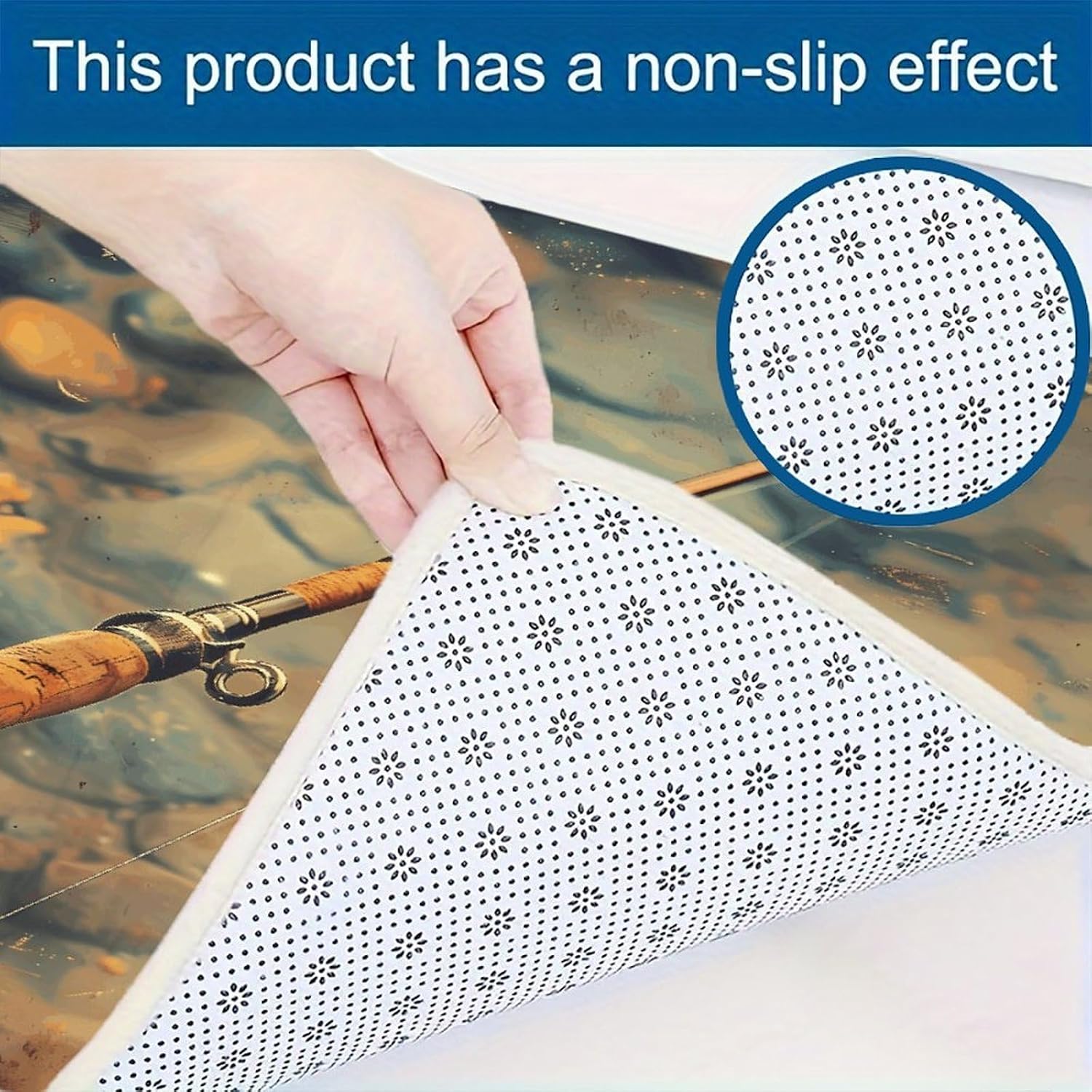 Fishing Rod Kitchen Rugs Sets of 3 Washable Non Slip Kitchen Rug Water Resistant Carpet Piece Anti Fatigue Kitchen Mats Soft Comfort Standing Mat Modern Area Rug