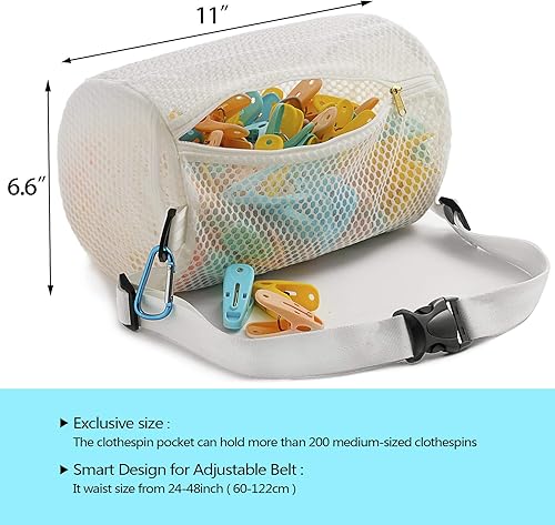 Miniatura 2 de Bolsa de malla con cremallera de panal para tendedero, paquete de cintura de muchas maneras de usar, tela transpirable, gran apertura, gran