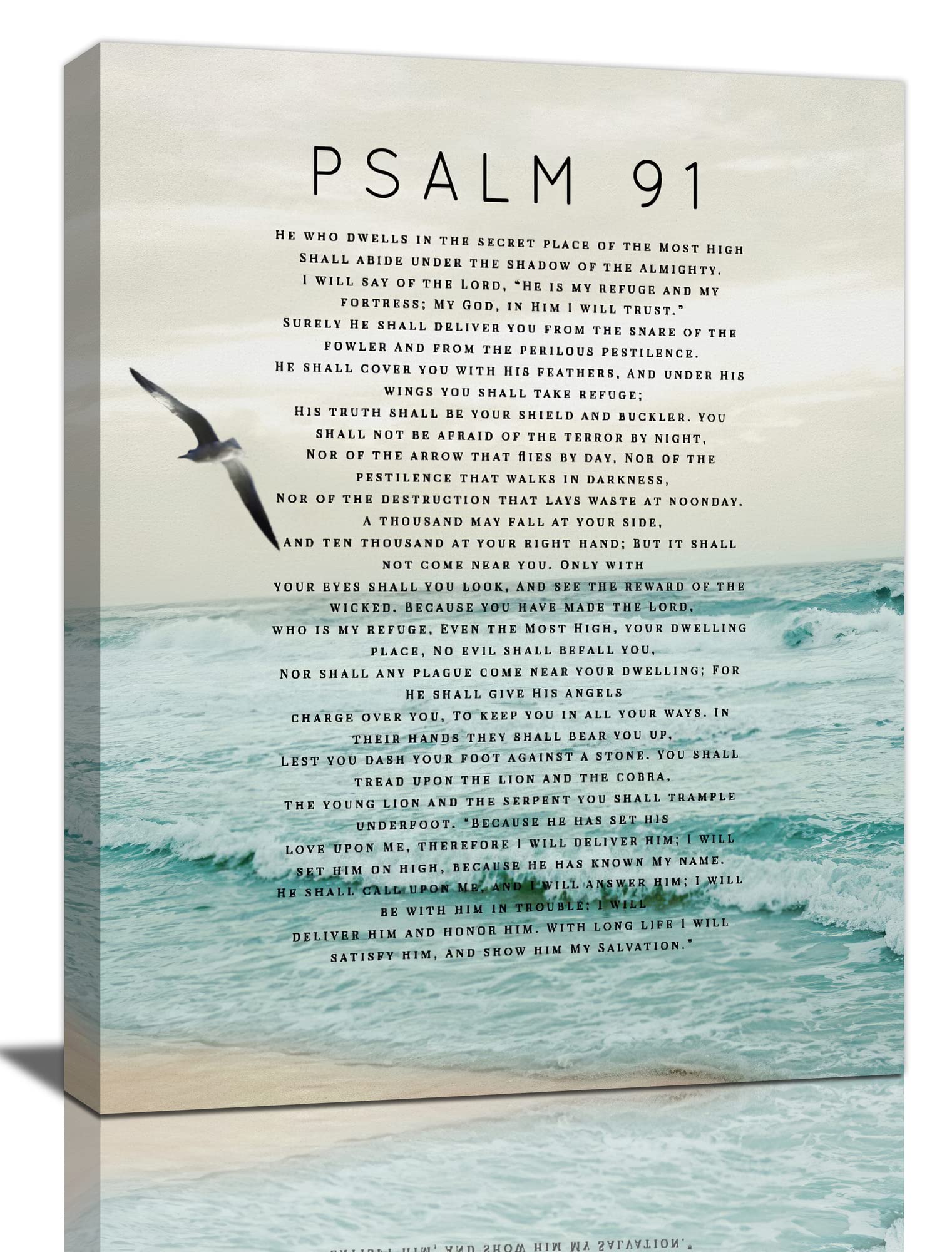 Psalm 91 Wall Art Scripture Wall Decor Bible Verse Canvas Prints Christian Religous Framed Artwork for Bedroom Living Room Church 12"x16"