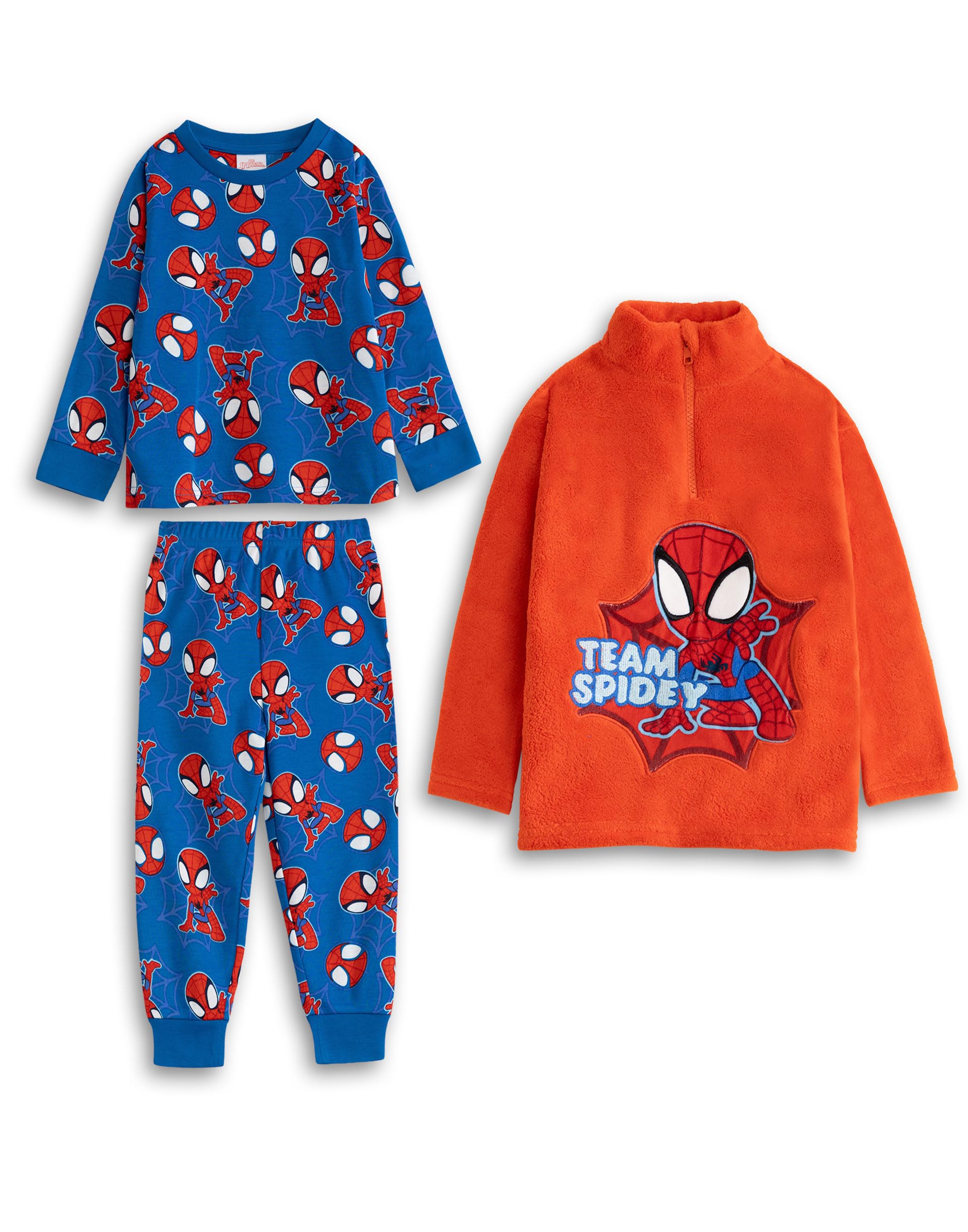 Marvel (5-6 Years) Spiderman Long Sleeve Long Leg Pyjama And Jumper 3 Piece Set (Boys Blue)