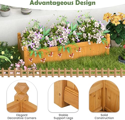 Miniatura 5 de Giantex Cama de jardín elevada, maceta de madera con agujeros de drenaje, caja rectangular para plantas, flores, hierbas, cultivo de frutas,