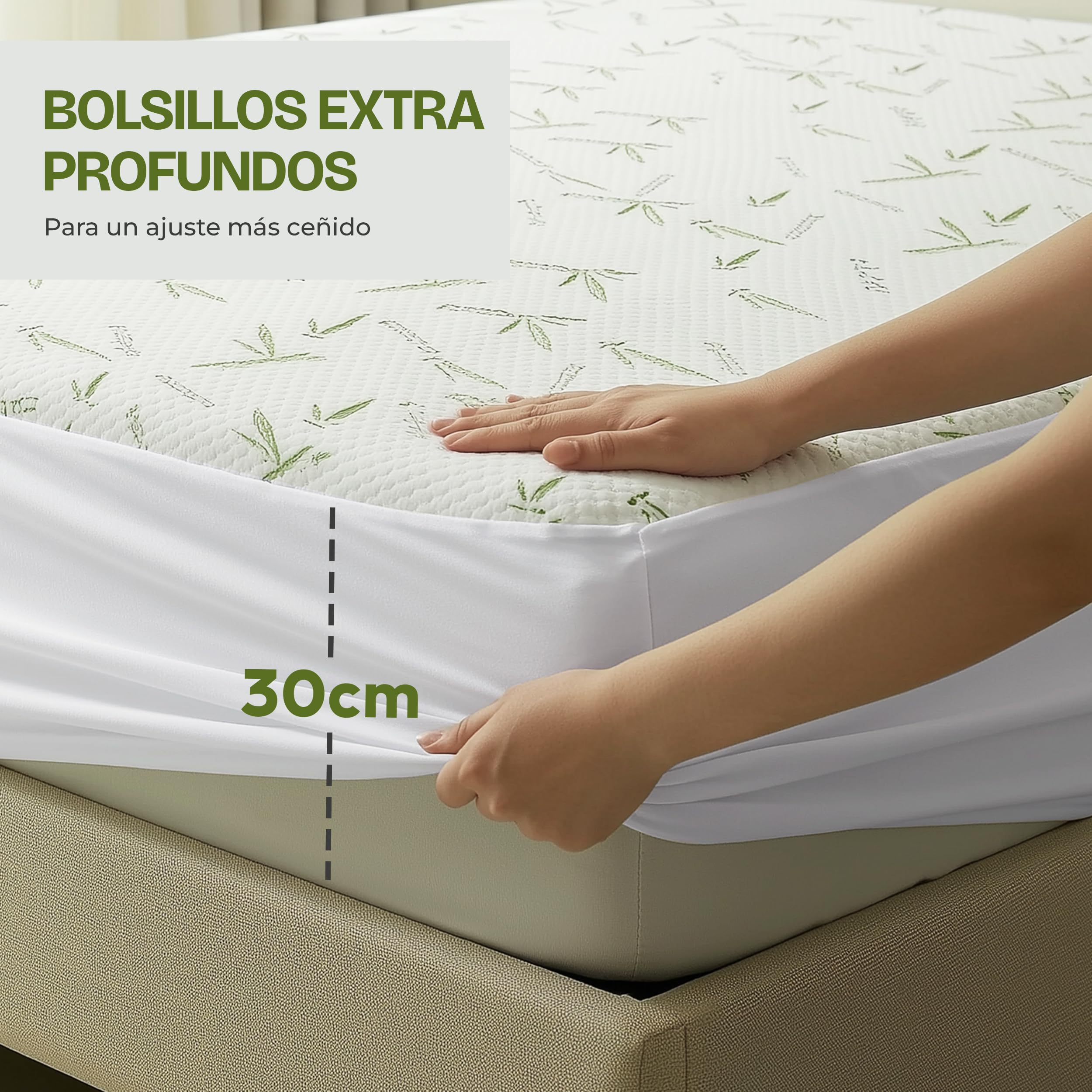 Utopia Bedding Protector de Colchón 150 x 200 x 30 cm Impermeable, Viscosa Premium, Certificación Oeko-Tex, Cubre Colchón Transpirable, Elástico En Todo - 5