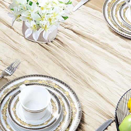 Miniatura 3 de 2 piezas de camino de mesa de gasa bohemia de 35 pulgadas, mantel de gasa rústica transparente, decoración de fiesta para bodas, recepciones,