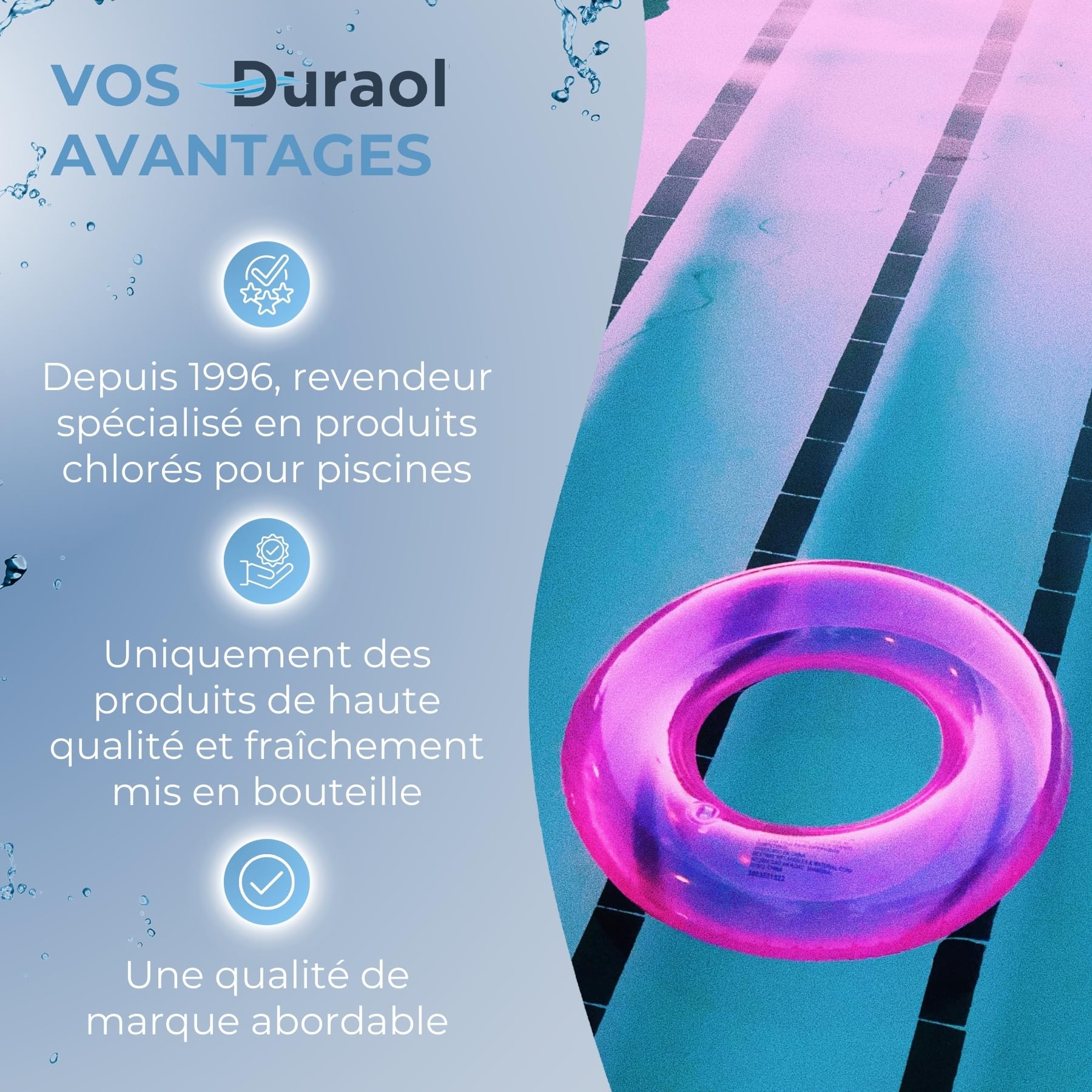 Vanne à bille 2 voies S6 pour piscine avec avec douille à coller métrique 40 mm | Robinet à boisseau sphérique pour tuyaux ou conduites | Robinet d’arrêt en PVC-U à coller