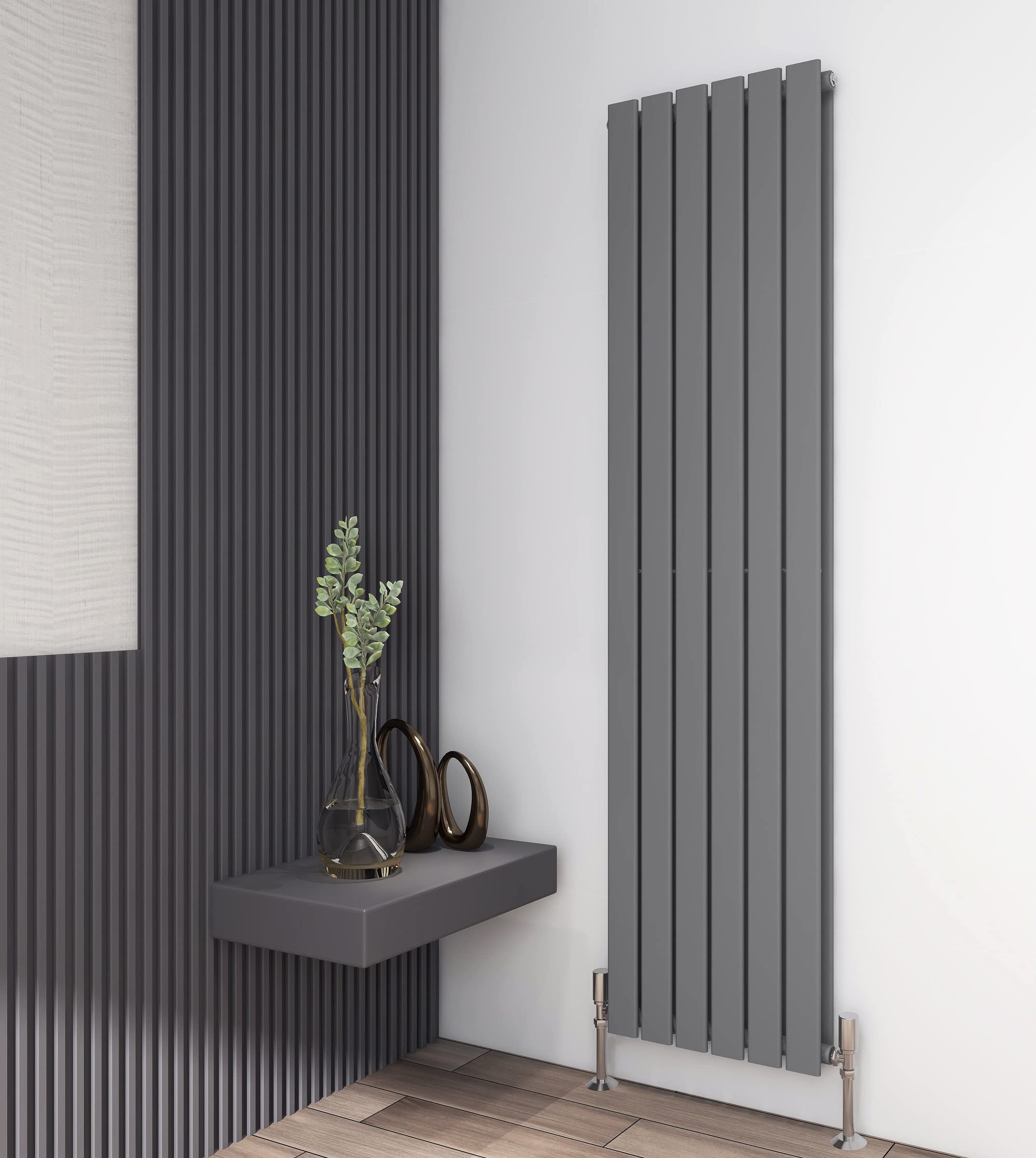 Mcc Direct Anthracite Radiator Horizontal Vertical Designer Flat Panel Central Heating Radiator 1800Mm Height (1800X408mm Double, )