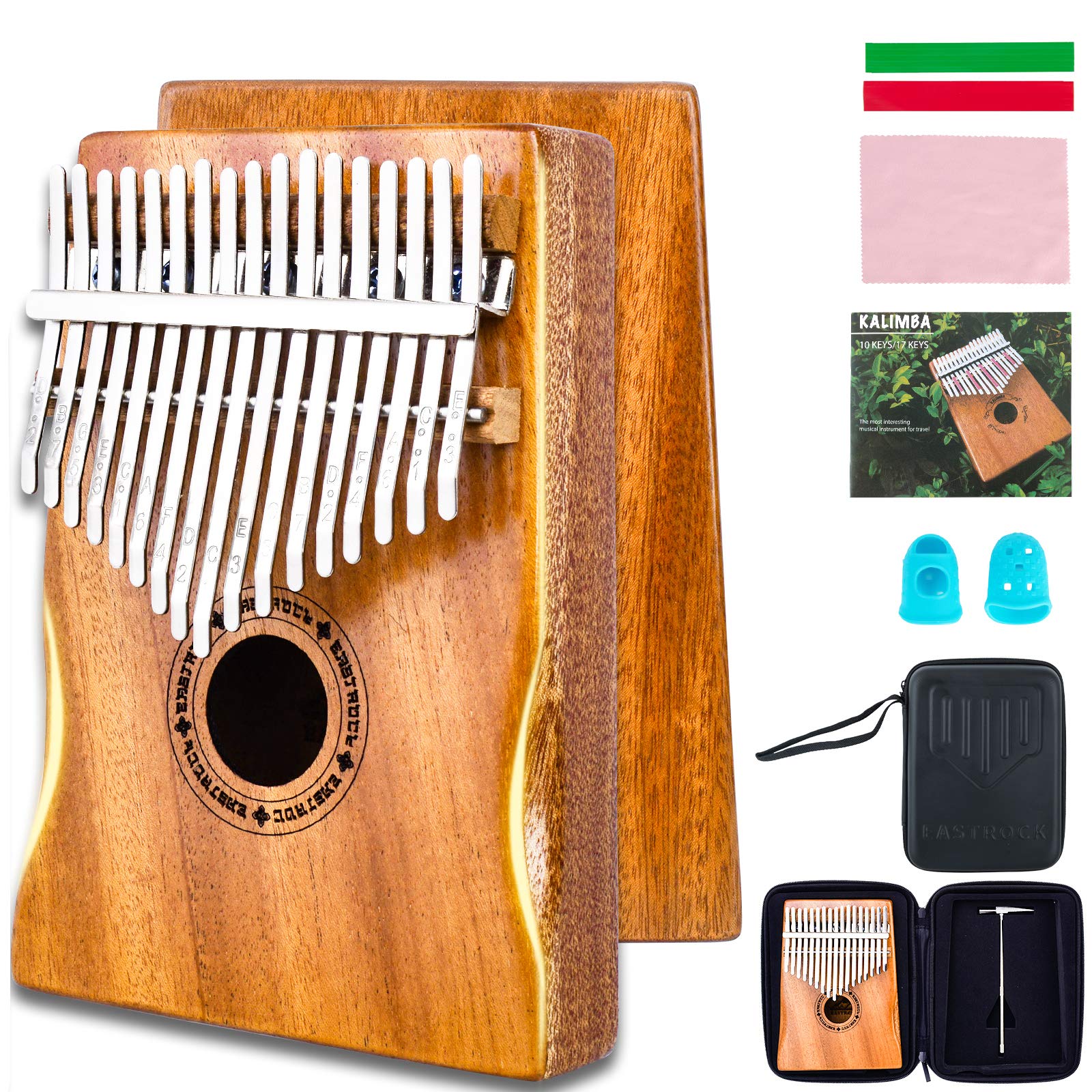 EASTROCK Kalimba Thumb Piano 17 Keys, Portable Mbira Finger Piano with Waterproof Protective Case, Tune Hammer and Study Instruction, Musical Instrument Gifts for Kids Adults Beginners Professional