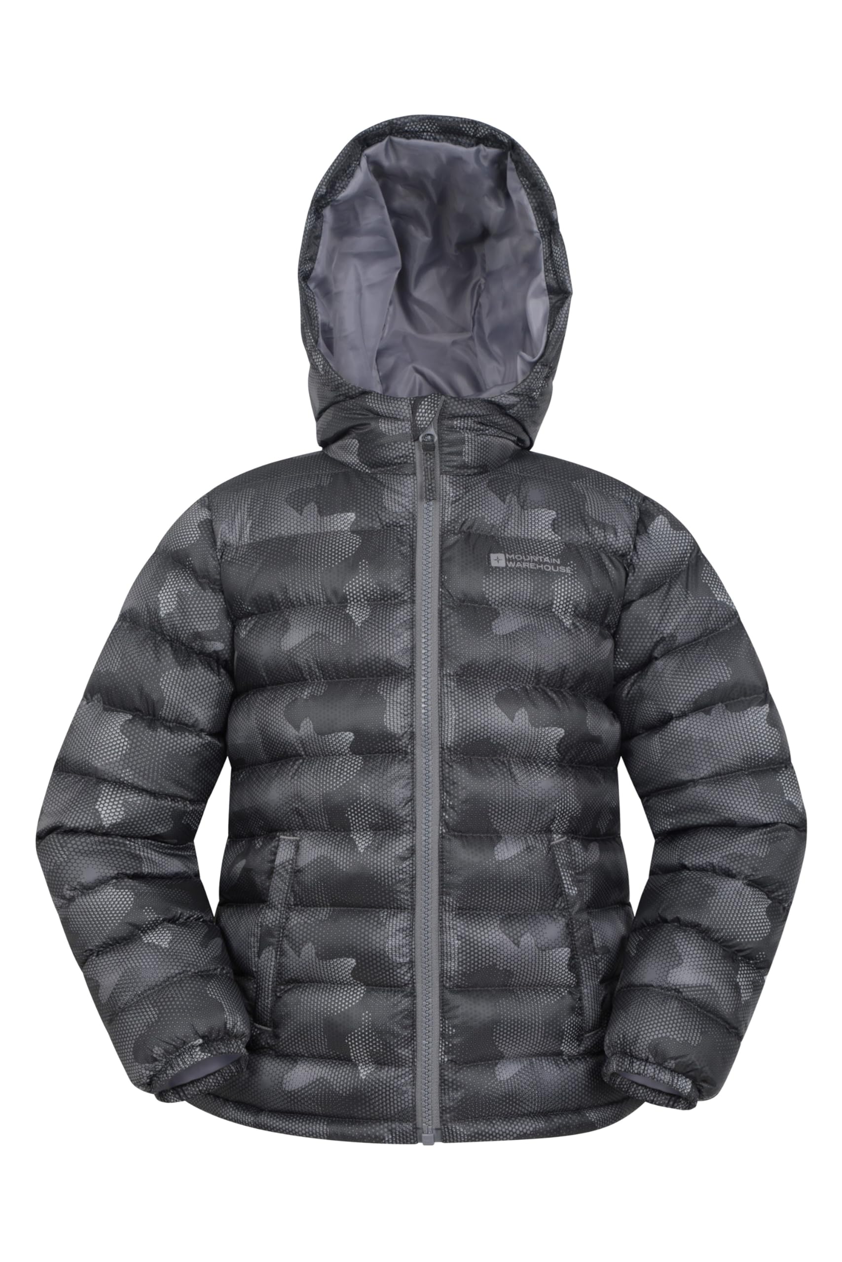Mountain Warehouse Boys Black (Printed) Printed Seasons Kids Padded Jacket - Water Resistant Puffer Coat, Lightweigh, Elasticised Cuffs, & Girls - For Spring Summer Kids Size 2-3 Years