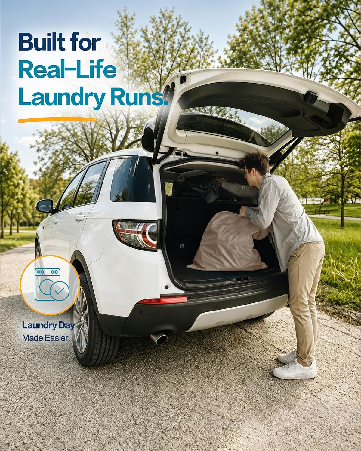 HOMEST XL Nylon Laundry Bag with Strap, Large Dirty Clothes Organizer, Easy Fit a Laundry Hamper or Basket, Can Carry Up to 4 Loads of Laundry, Beige