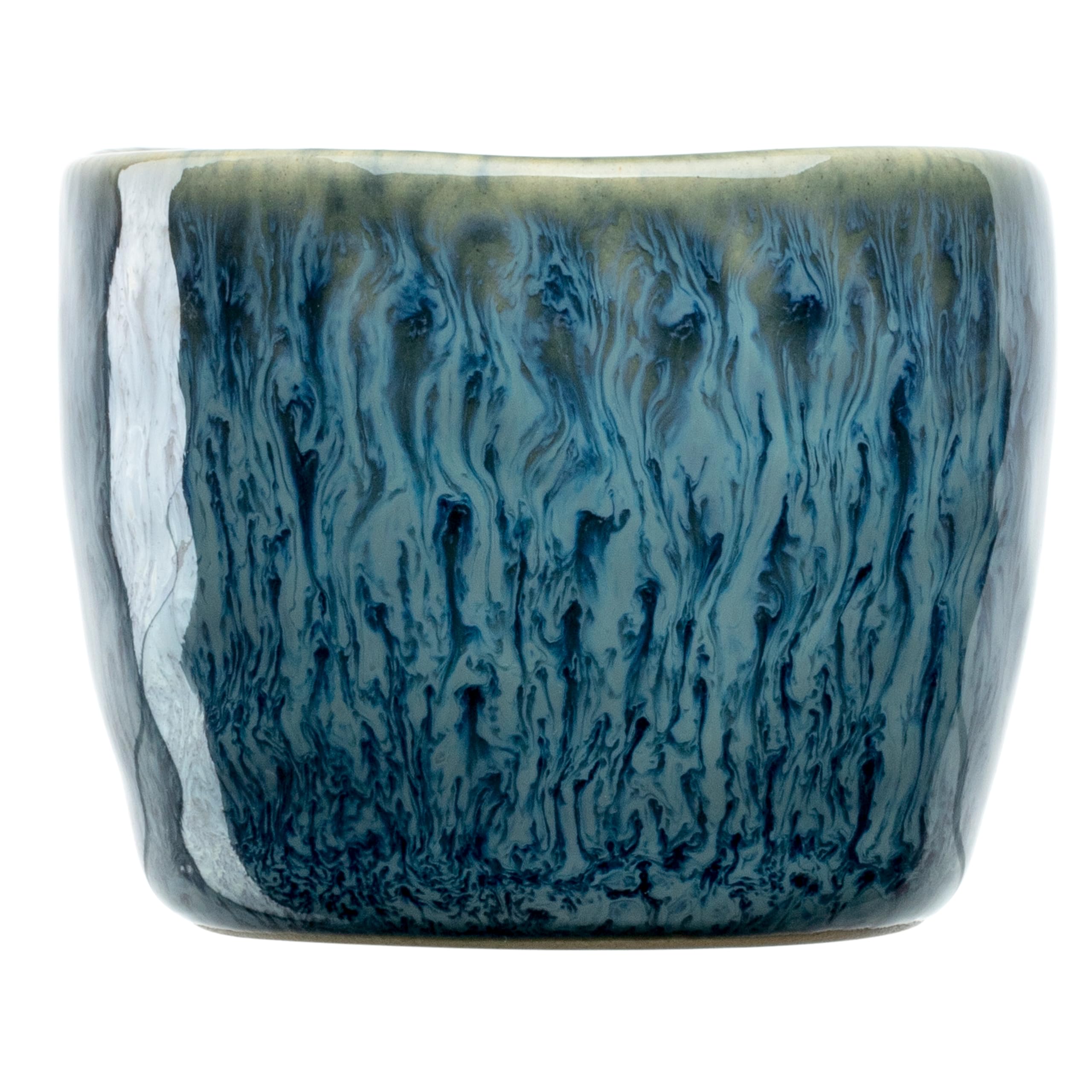 Laonardo Matera 023046 Lot de 6 coquetiers en céramique Diamètre 5,2 cm Hauteur 4 cm Facile à nettoyer Passe au lave-vaisselle Bleu