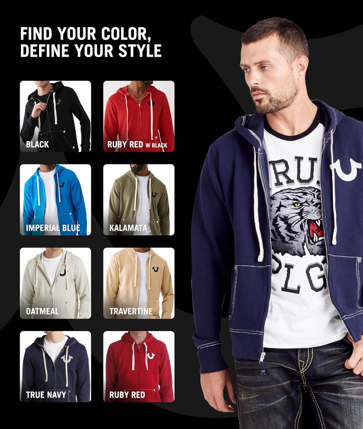 True Religion Men’s Buddha Logo Zip Hoodie – Hoodies for Men, Men’s Fashion Hoodies & Sweatshirts - Image 5