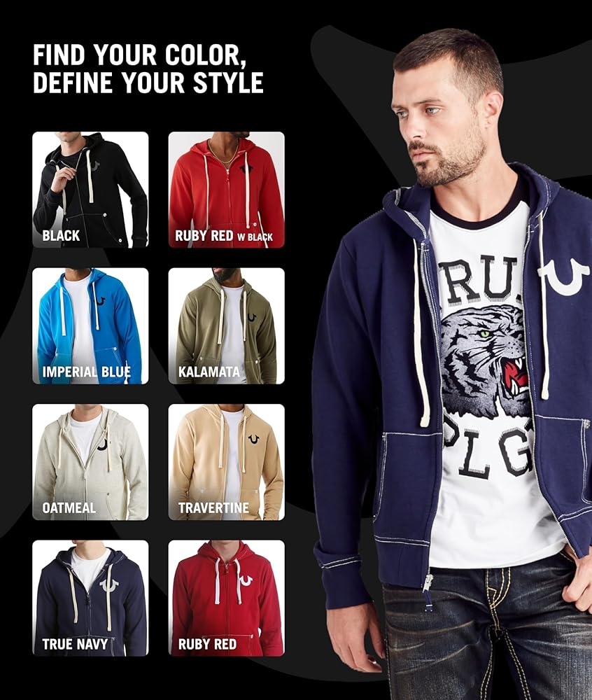 Amazon.co.jp: True Religion Men's Buddha Logo Zip Hoodie
