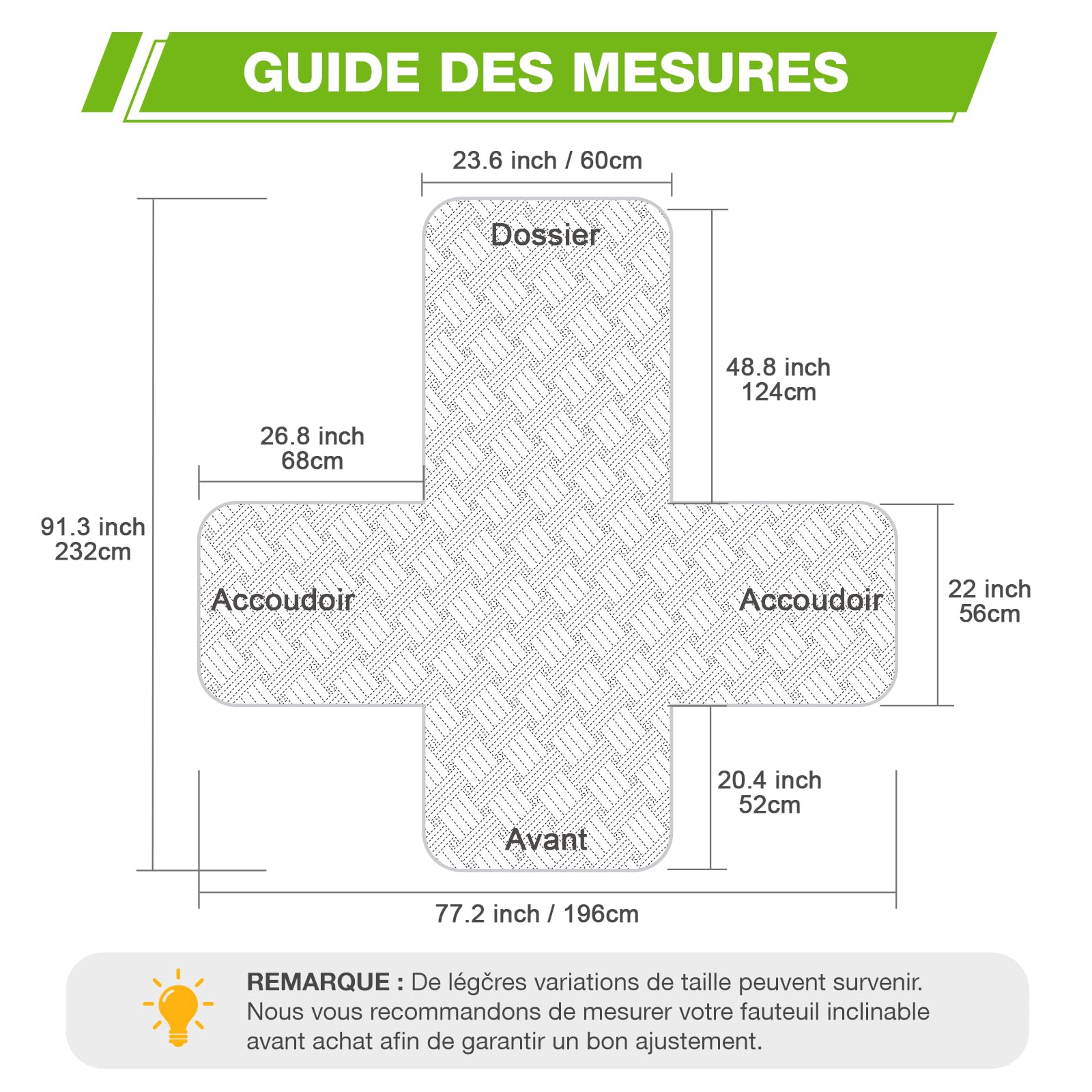 KinCam Housse de Fauteuil Relax étanche avec Poche et Sangles élastiques, Antidérapant Housse Fauteuil Relax pour Chiens et Chats, Douce et Lavable Housse canapé Relax 1 Place Taupe