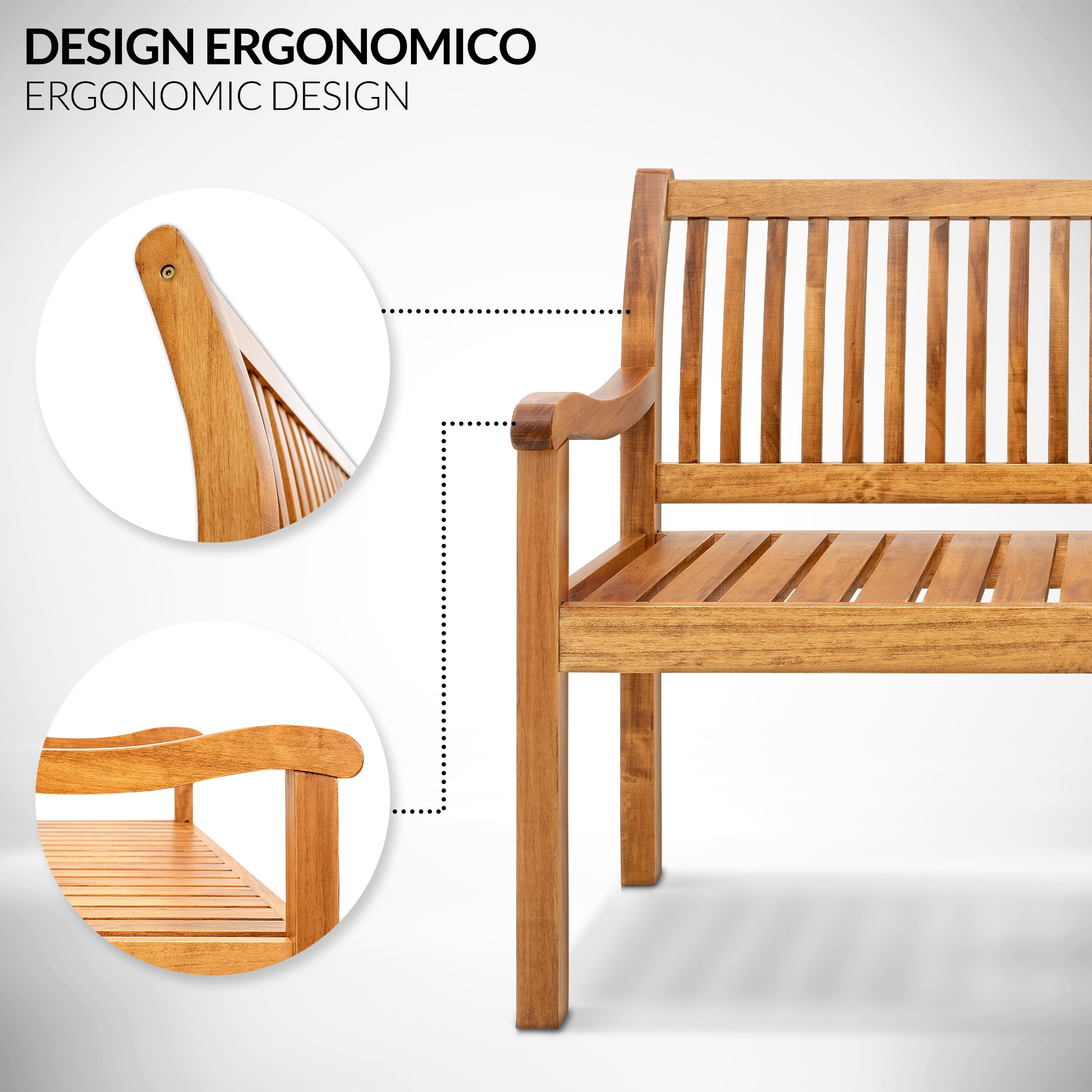tillvex Panchina da Giardino 150 cm con Copertura in Legno Resistente alle Intemperie per 3-4 Persone | Panchina Peso Massimo 320 kg | Panca in Legno per Balcone, Terrazza & Giardino