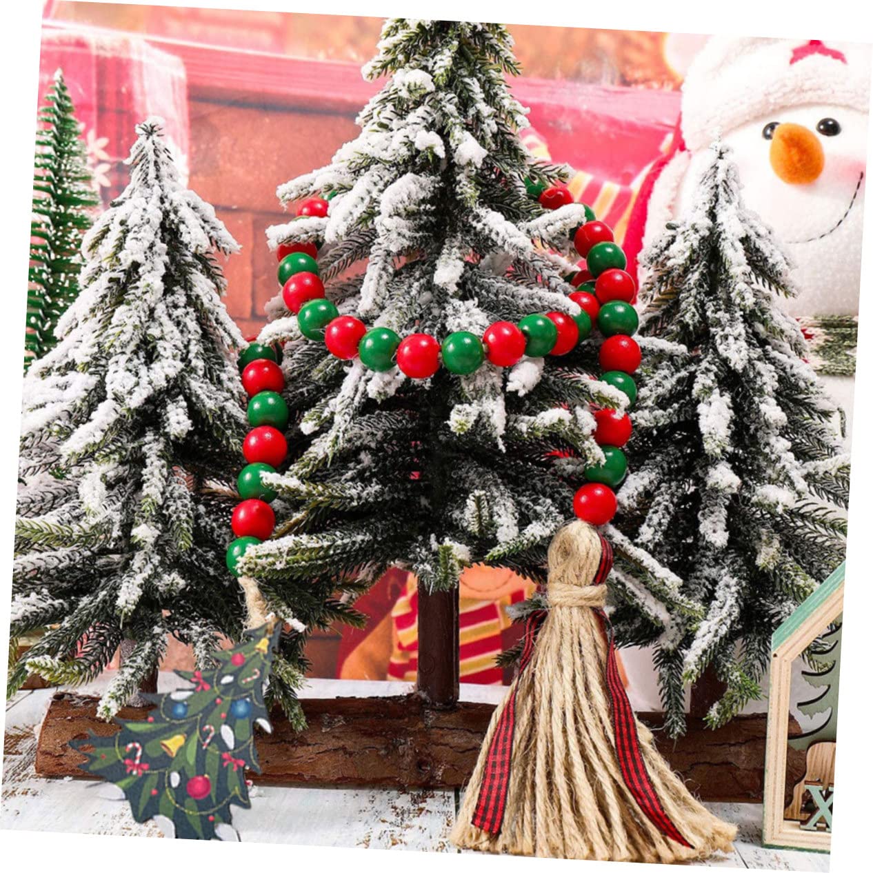 5stücke Weihnachtliche Holzperlen-Girlande Mit Quasten Langer Dekorationsanhänger Für Festliche Anlässe Für Und Veranstaltungsdekoration