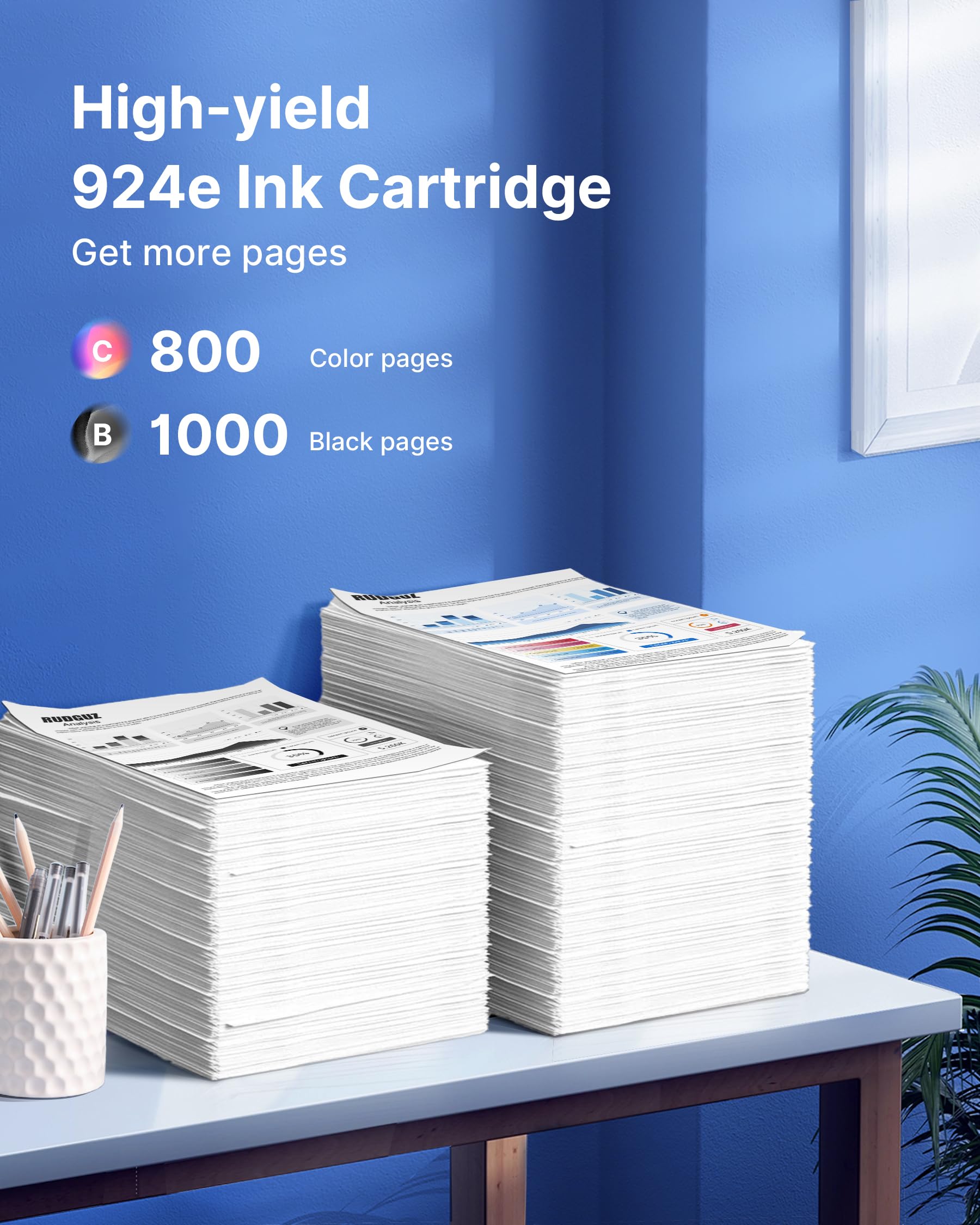 924e 924XL Cartouches d'encre compatibles pour HP 924e 924 Cartouches d'encre pour HP OfficeJet Pro 8120 8123 8120e 8122e 8124e 8125e 8128e 8130 8130e 8132e 8134e (lot de 4, noir, cyan, magenta, jaune