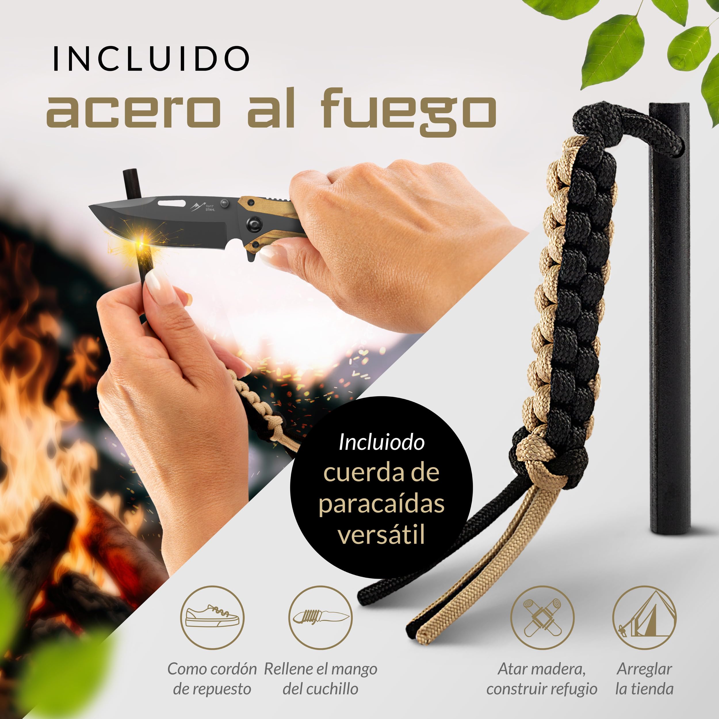 BERGKVIST® K29 Cuchillo plegable Titanium [navaja de bolsillo 3 en 1] | Navaja con rompecristales y cortacinturones, Bronze A' Design Award, mango de madera de olivo