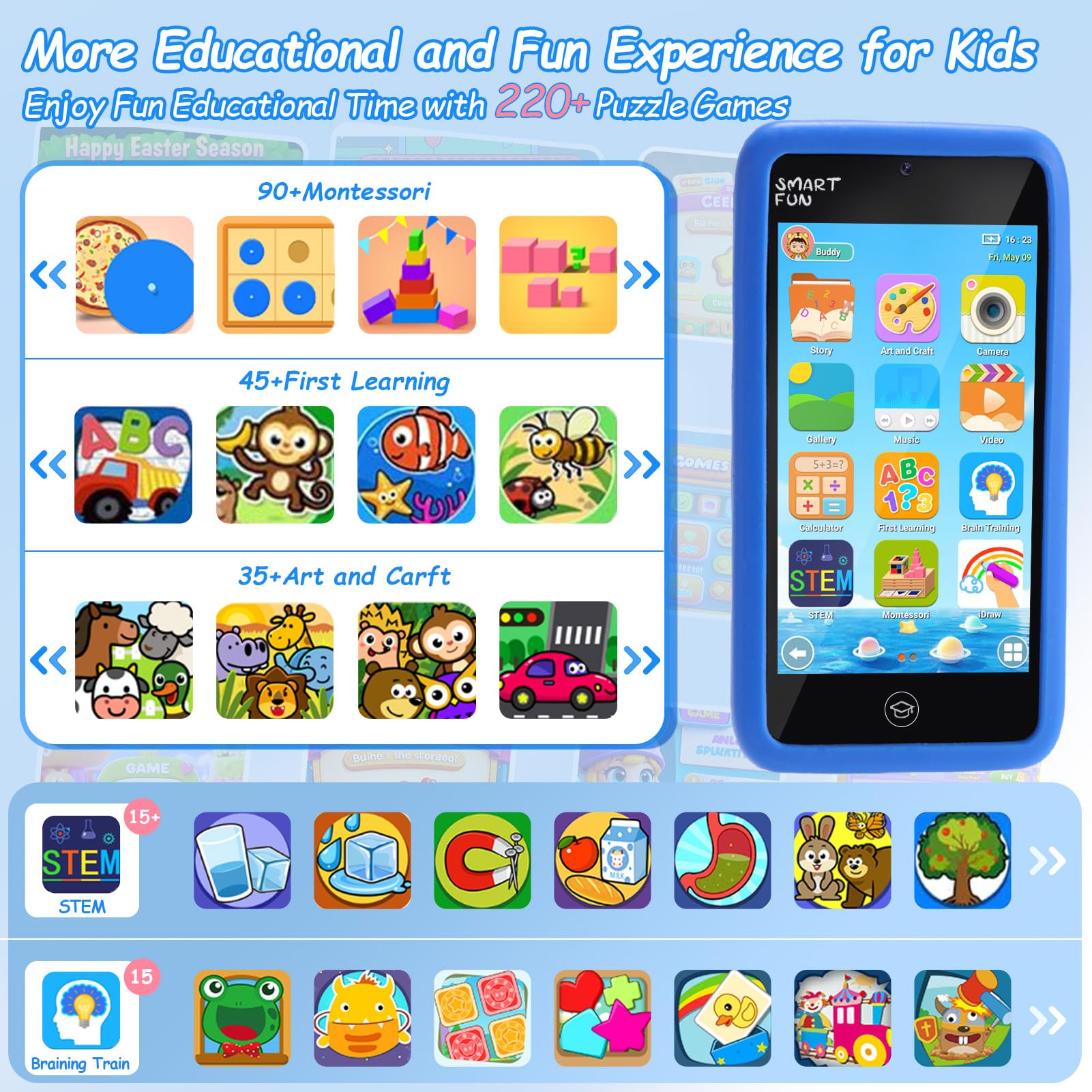 Kids Smart Toys Phone for Boys, Toddler Learning Cell Phone with 3.97