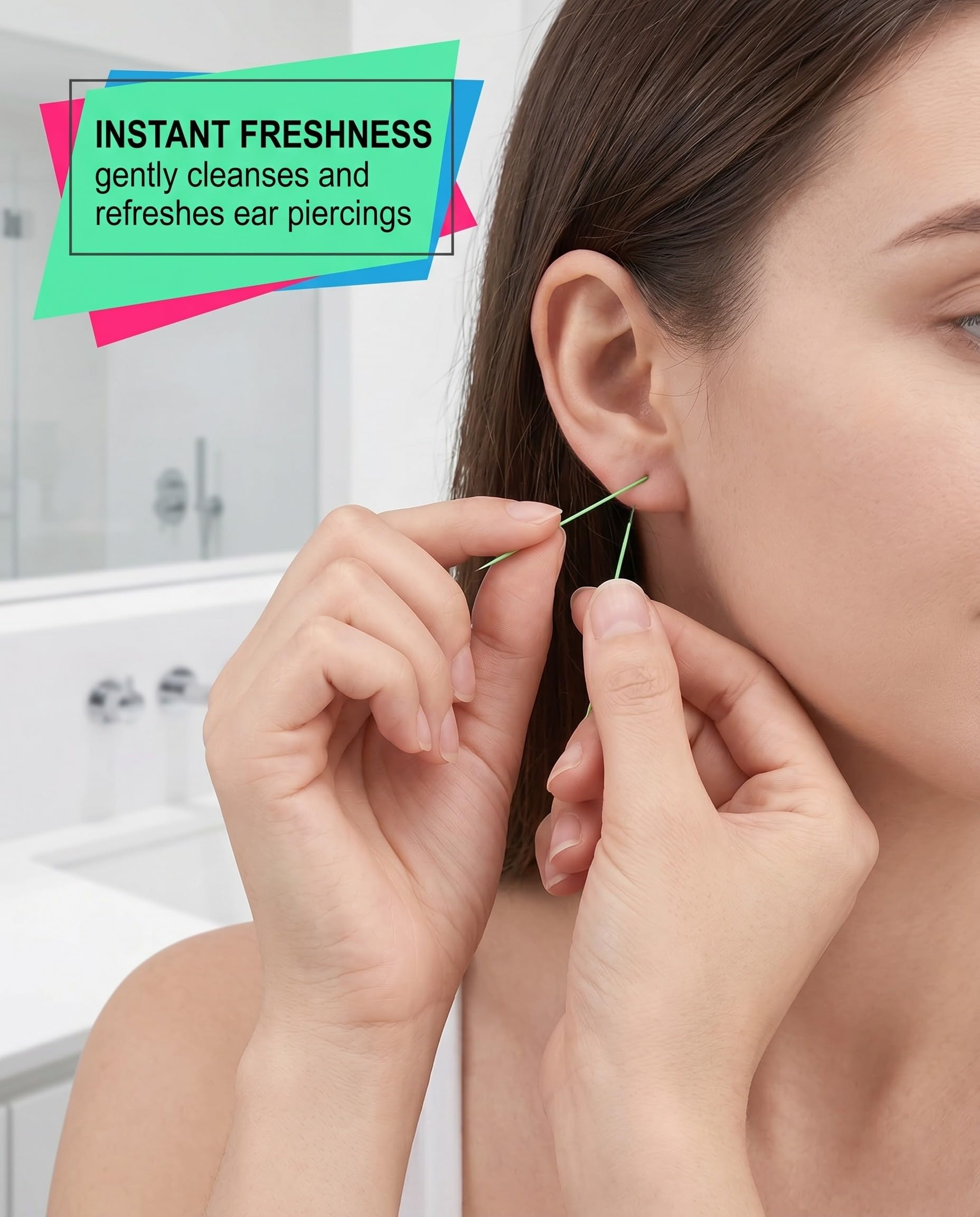 Filo per Pulizia Piercing Orecchio 360 Pezzi, 6 Colori | Monouso per Igiene Profonda e Cura, Elimina Odori per Orecchi Sensibili.