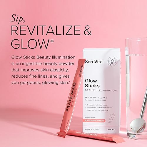 Miniatura 3 de SeroVital Glow Sticks Beauty Powder mejora la piel con ceramidas, ácido hialurónico, electrolitos y vitamina C en deliciosos paquetes de 5 calorías*