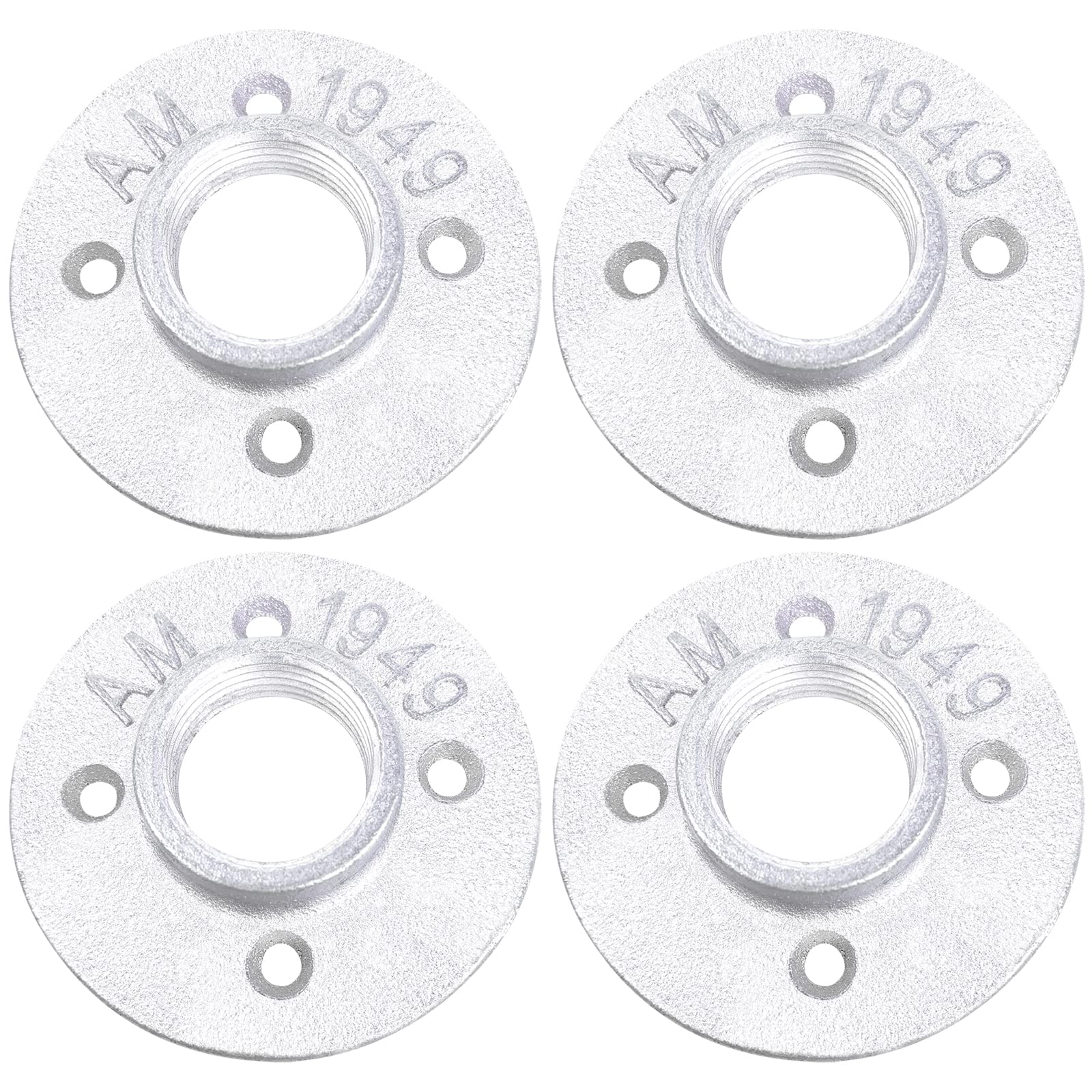 WiseWater Bridas de suelo galvanizadas de 1 pulgada, 4 piezas, accesorios de bridas de hierro maleable, bridas de tubería duraderas para proyectos de hogar, muebles, decoración de estanterías y