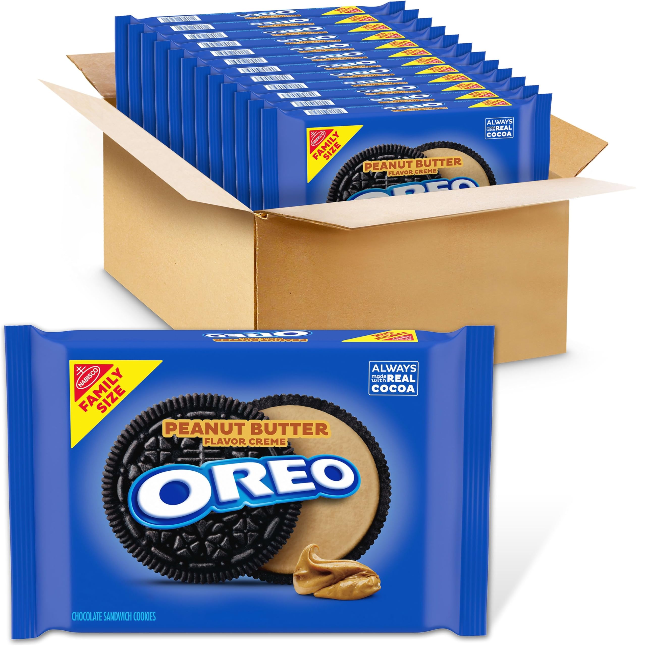 OreoPeanut Butter Creme Chocolate Sandwich Cookies, Family Size, 12 - 17 oz Packs
