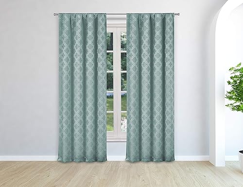 blackout365Brylee Heavy geométrico ventana de Blackout paneles de cortina, 38x 84, color azul petróleo