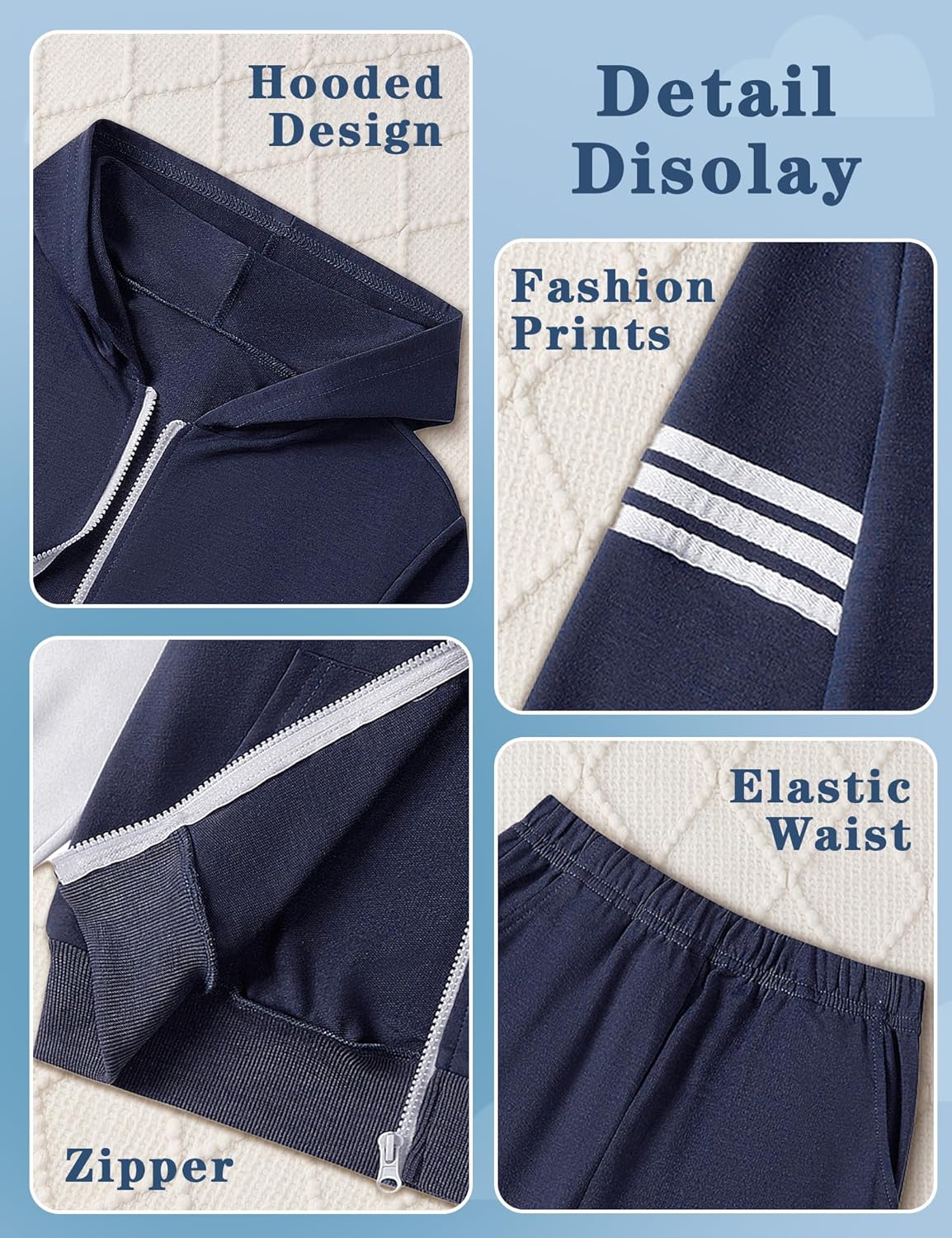 Boy's Pants Set - 2 Piece Fall Outfits ColorBlock Long Sleeve Zipper Hooded and Pants Casual Clothes 6-16 Years - Image 5