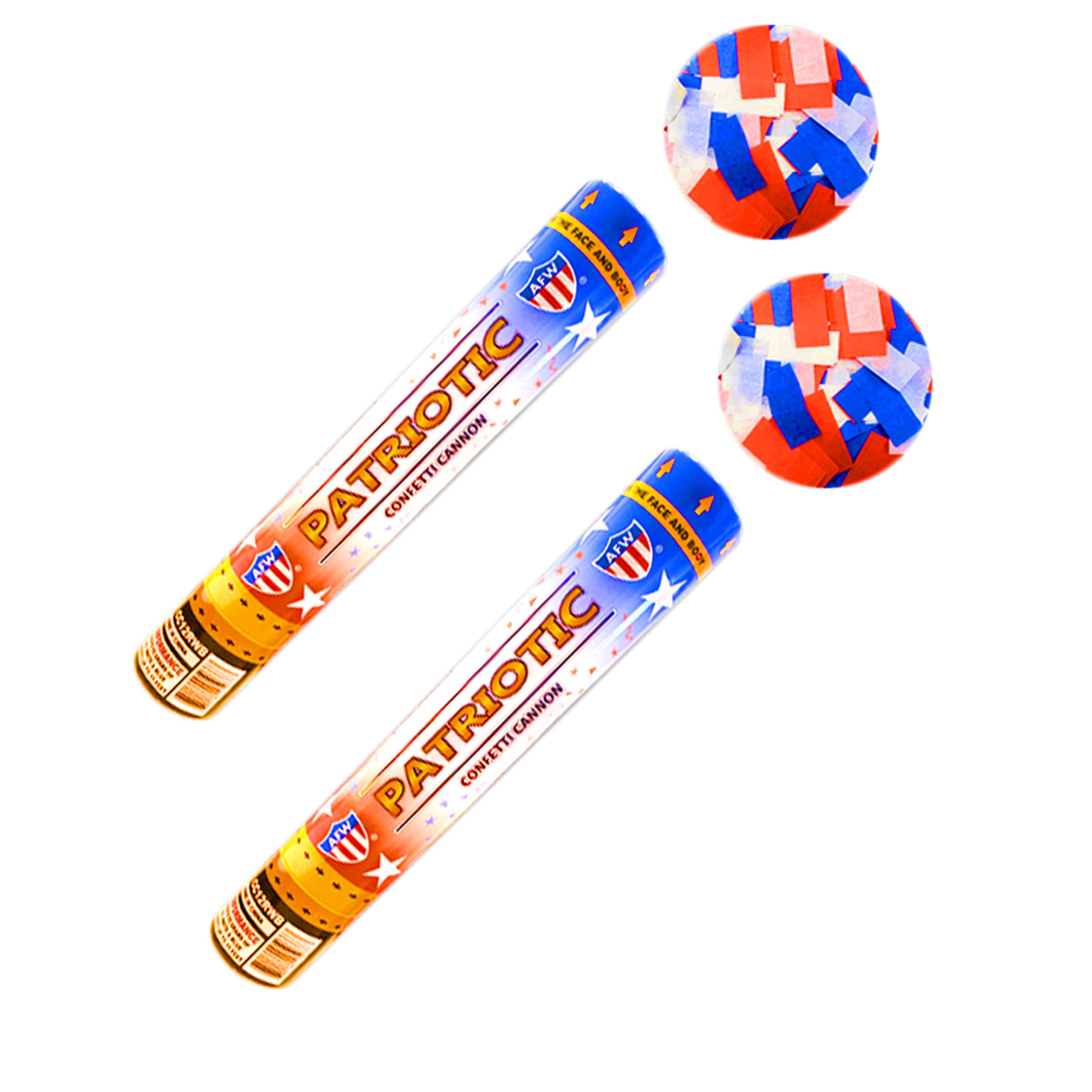 Party Xclusive (2 Pack) Confetti Cannons Red White Blue 12 inch | Perfect Confetti Poppers for Memorial 4th July American Graduation Party New Years Celebrations