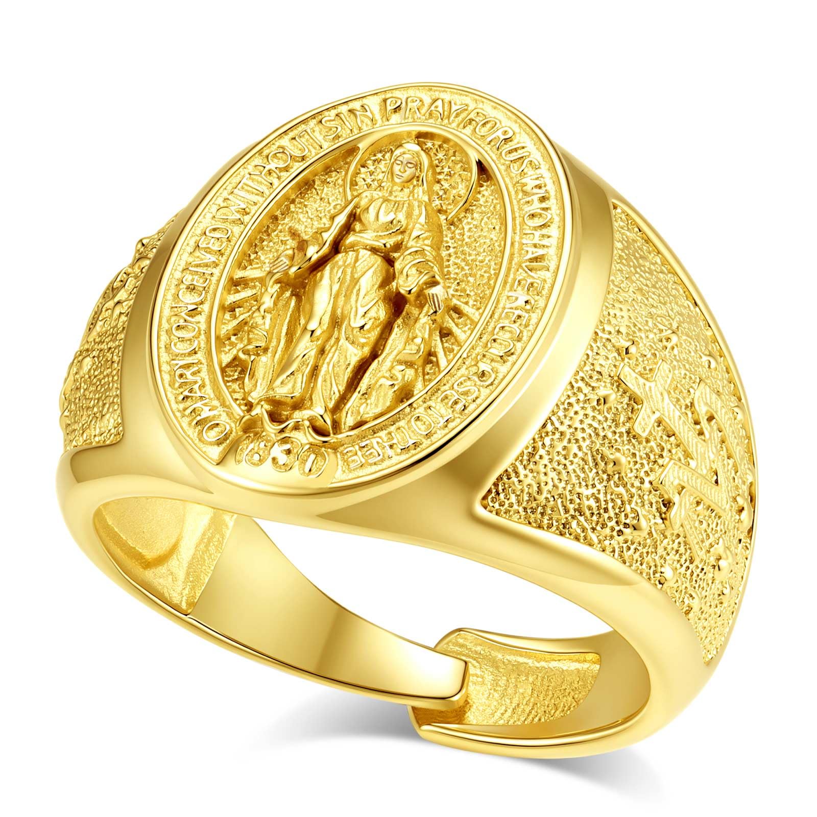 Collier Vierge Marie en Argent Sterling 925 pour Femmes Hommes, réglable Mère Marie Ouverte Notre-Dame de Guadalupe Bague Protection Cathoïque Bijoux Cadeau.