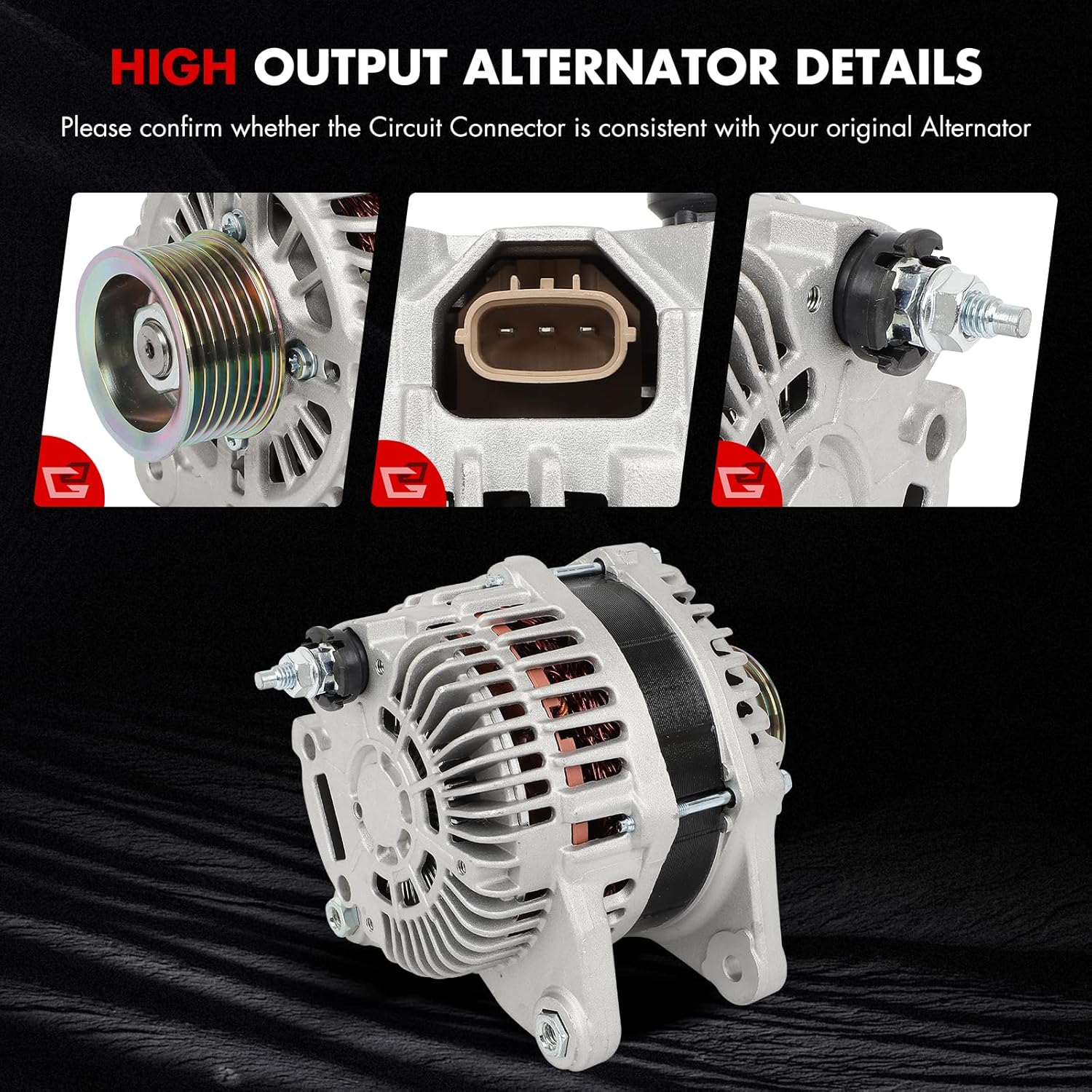 Alternator Compatible for Nissan for Versa Note 1.6L 2014-2019 for Nissan for Versa 1.6L 2012-2019, A002TJ1791 A2751500050
