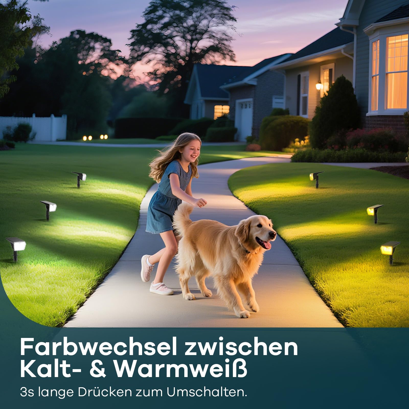 Linkind Solarlampen für Außen mit Bewegungsmelder Warmweiß & Kaltweiß, 60-LEDs Außenleuchte 800Lm mit Dauerlicht & Lade-anzeige, S-Klasse Akku Solarstrahler IP67 Bewegungslicht 8M/120°, 6 Stück