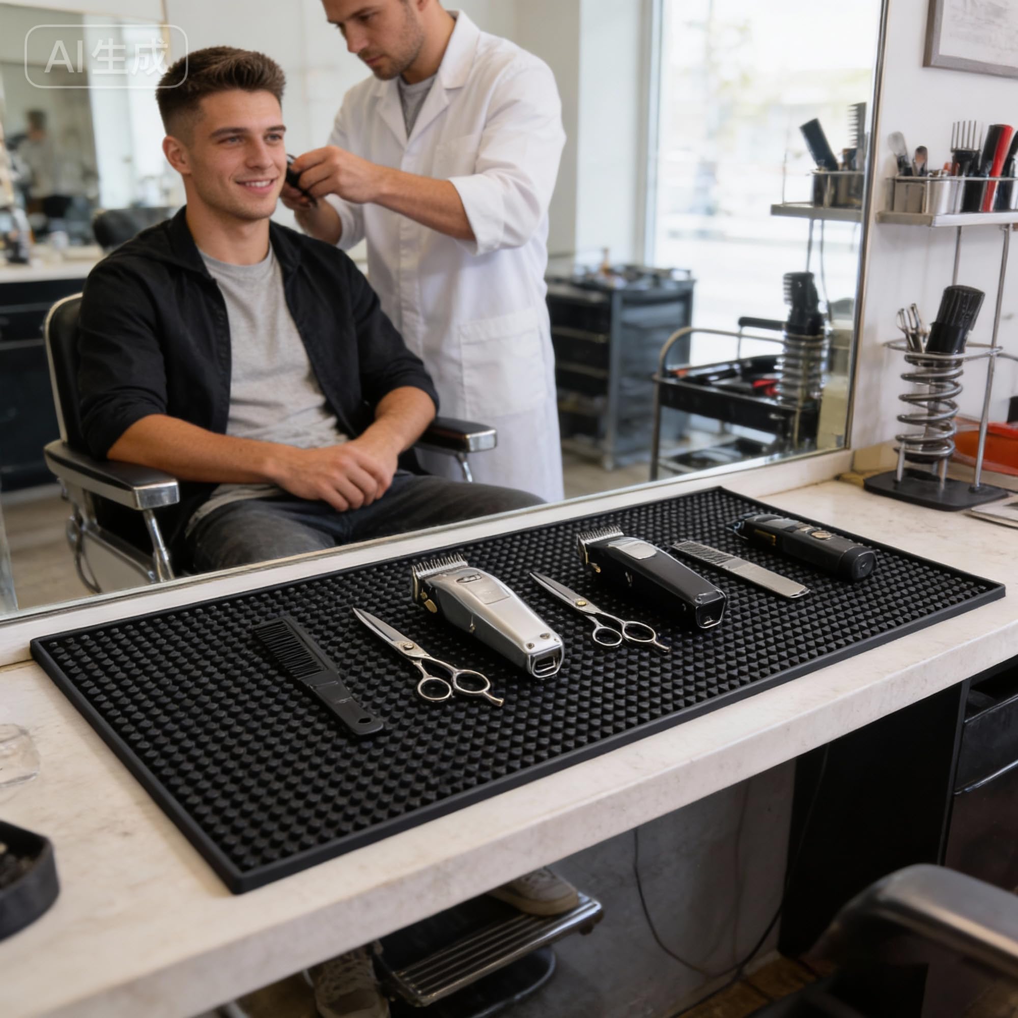Friseur Matte, Barber Station Matte, 30×60cm Anti Rutsch Barber Organizer Mat, Anti-Rutsch Hitzebeständig Bis Faltbare Silikon, Tool Pad Für Den Salon Shop