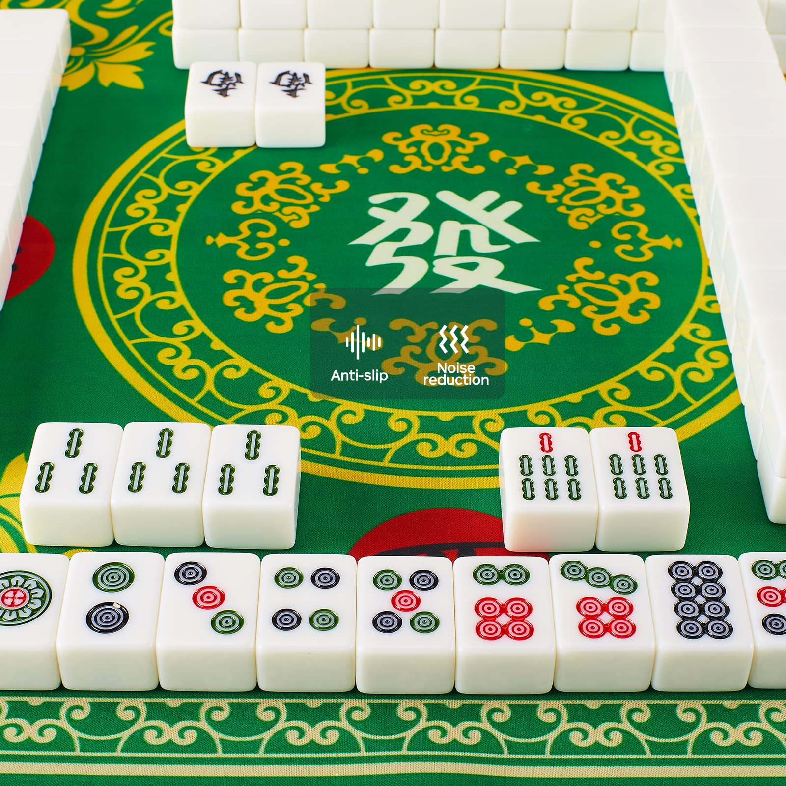 Tapis Mahjong Carré Antidérapant 60-140 Cm – Doublure Caoutchouc – Réducteur De Bruit – Sac De Rangement Inclus