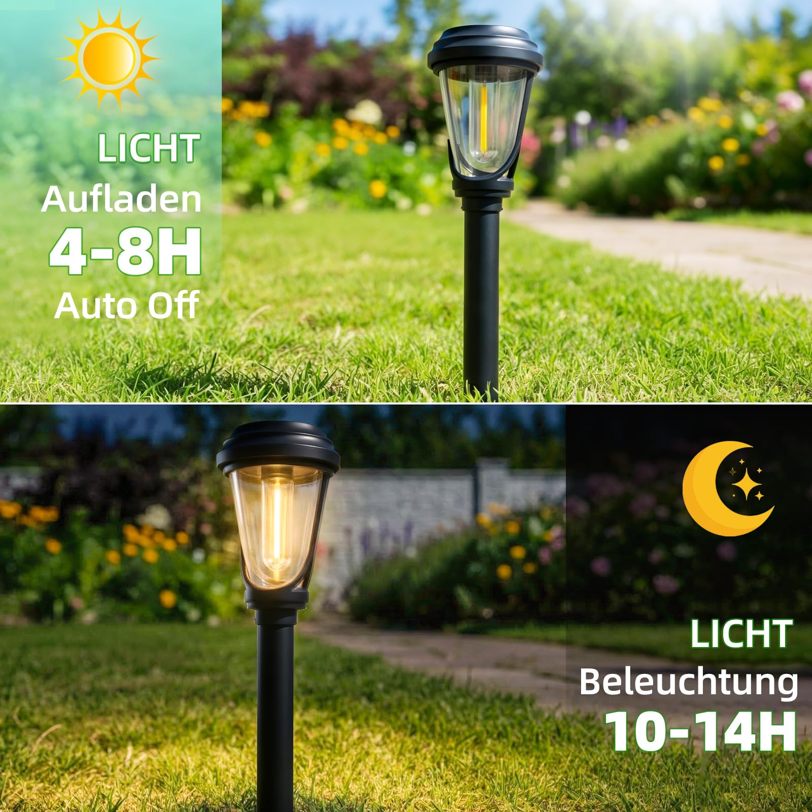 Bzavor 8 lampade solari per esterni da giardino, 3000 K, luce bianca calda, lampade solari da giardino, IP65, impermeabili, per esterni, terrazze, sentieri