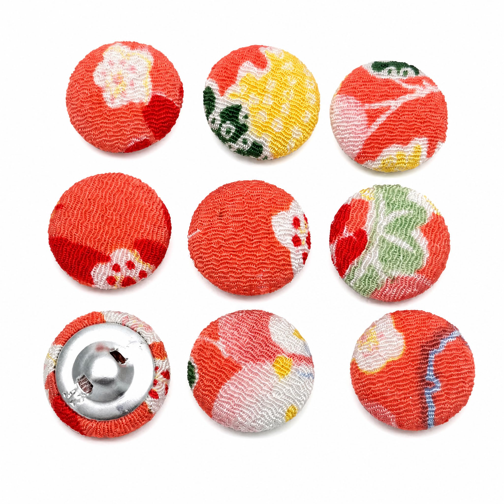 WDZDS Red Floral Fabric Covered Buttons with Metal Shank – Perfect for Sewing, Crafting, DIY Projects, and Scrapbooking