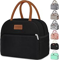 Coobiiya Insulated Lunch Bag for Women & Men - Leakproof Reusable 10L Cooler Tote with Pockets, Compact for Work Travel Office (Black)