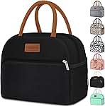 Coobiiya Lunch Box Lunch Bag for Women Adults Men, Reusable Cute Lunch Pail bag - Leakproof, Insulated Lunch Box Tote with Large Capacity, Cooler Lunch Container for Work/Travel/Office (Black)