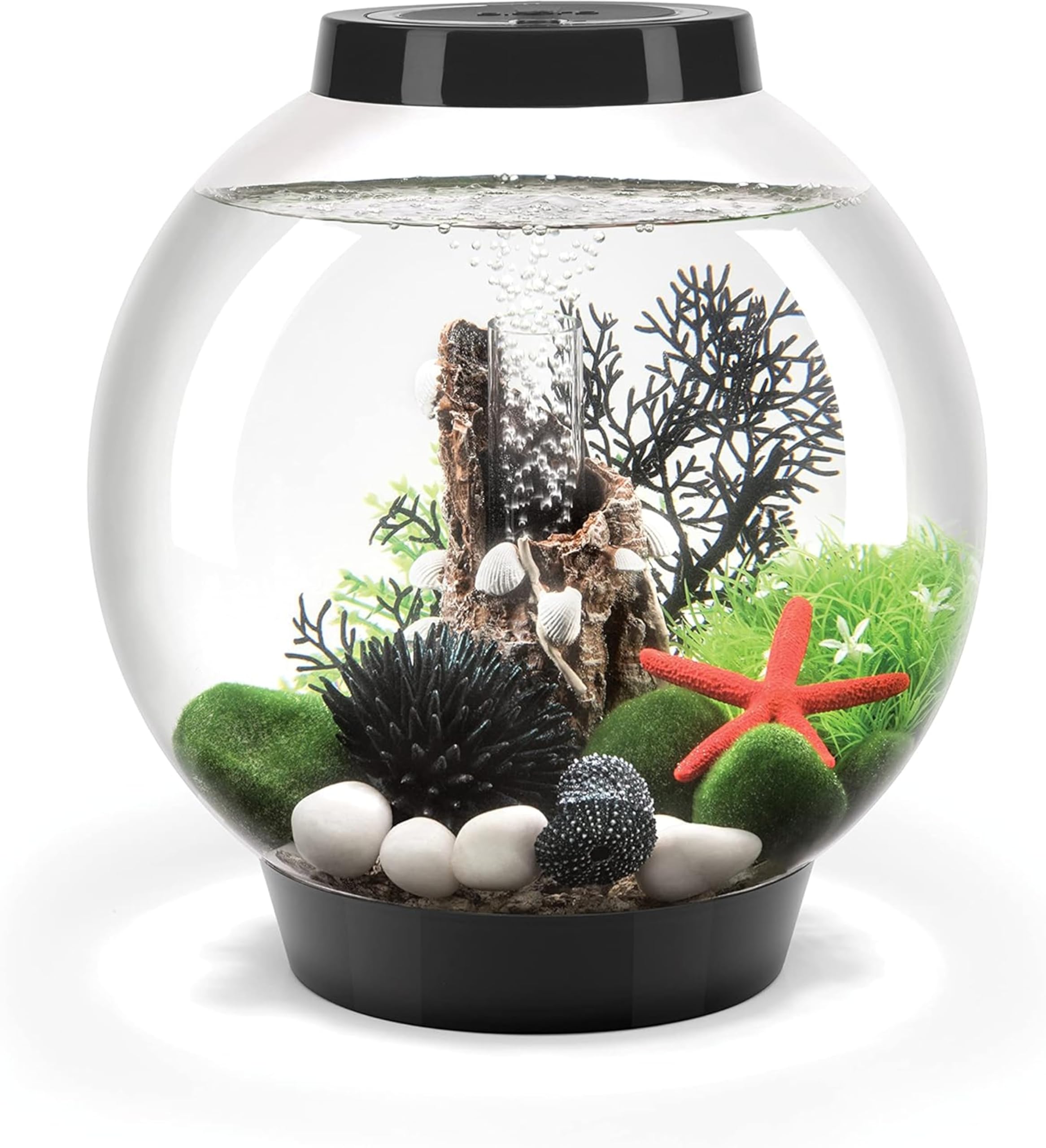 biOrb CLASSIC 15 Aquarium (Black, 15 Litres), Perfect Beginner Fish Tank With Integrated LED Lights, Quick & Easy To Set Up, 360-Degree View Aquarium With 5-Step Filtration System, Acrylic Fish Tank
