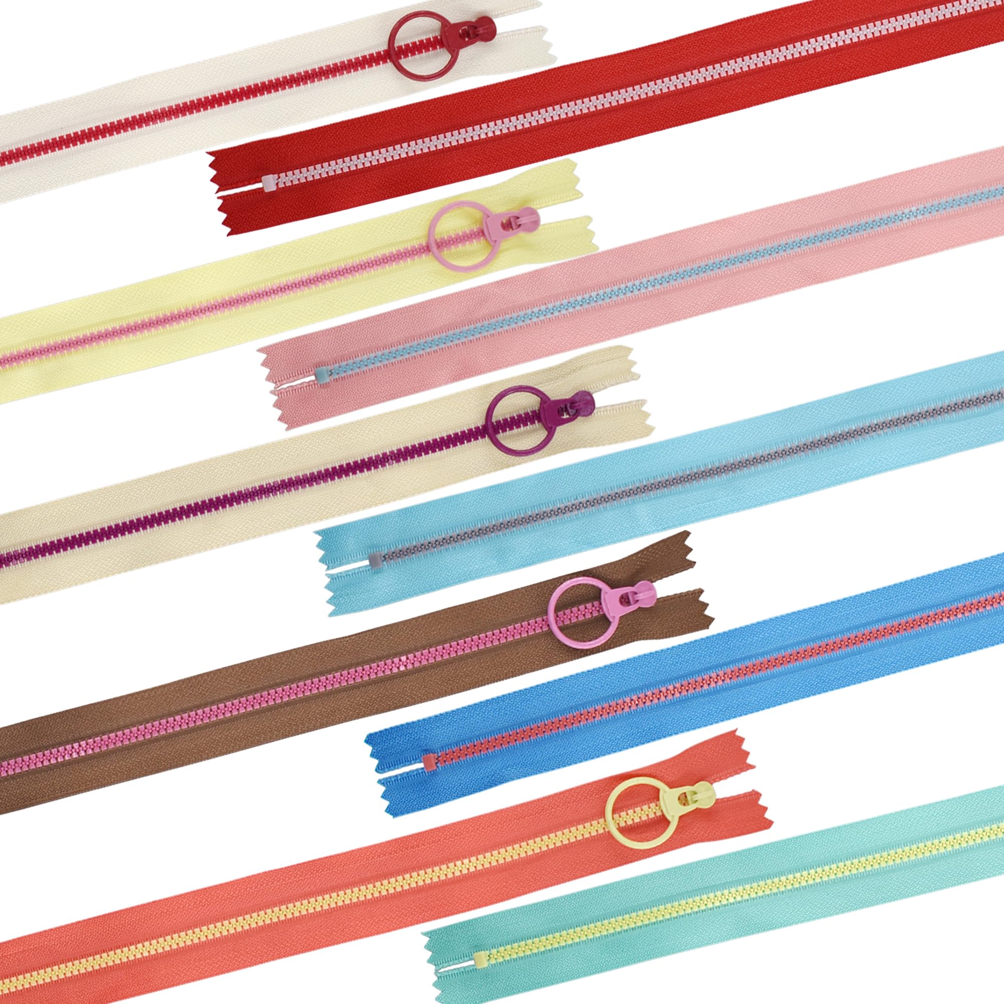 LE-stone 20Pcs Nylon Zippers with #3 Lifting Ring Pull Set Mixed 10 Colors Close End Resin Zipper Fasteners for Sewing Crafts Zipper Replacement DIY 20cm/ 8inch (20cm)