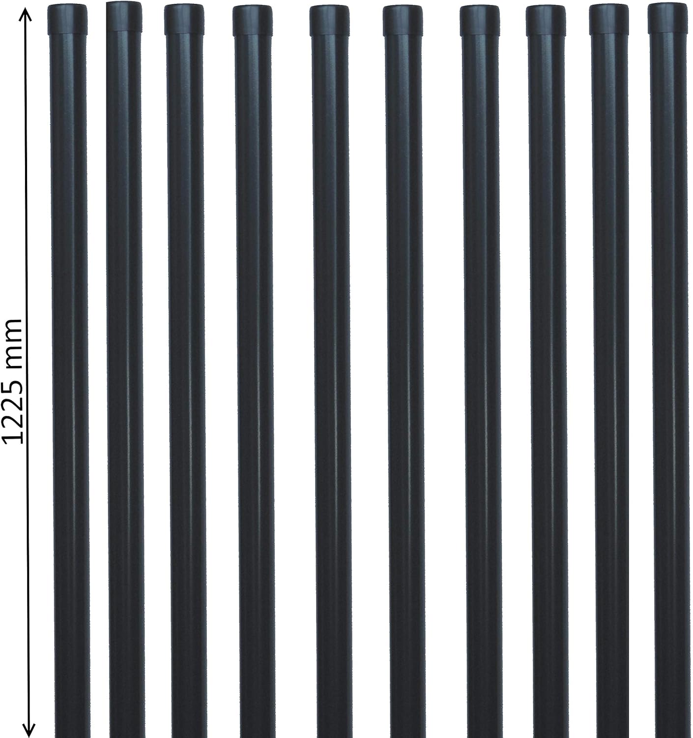 10 EXCOLO Zaunpfähle Zaunpfosten rund Metall Ø 34 mm 1225mm lang für 1m