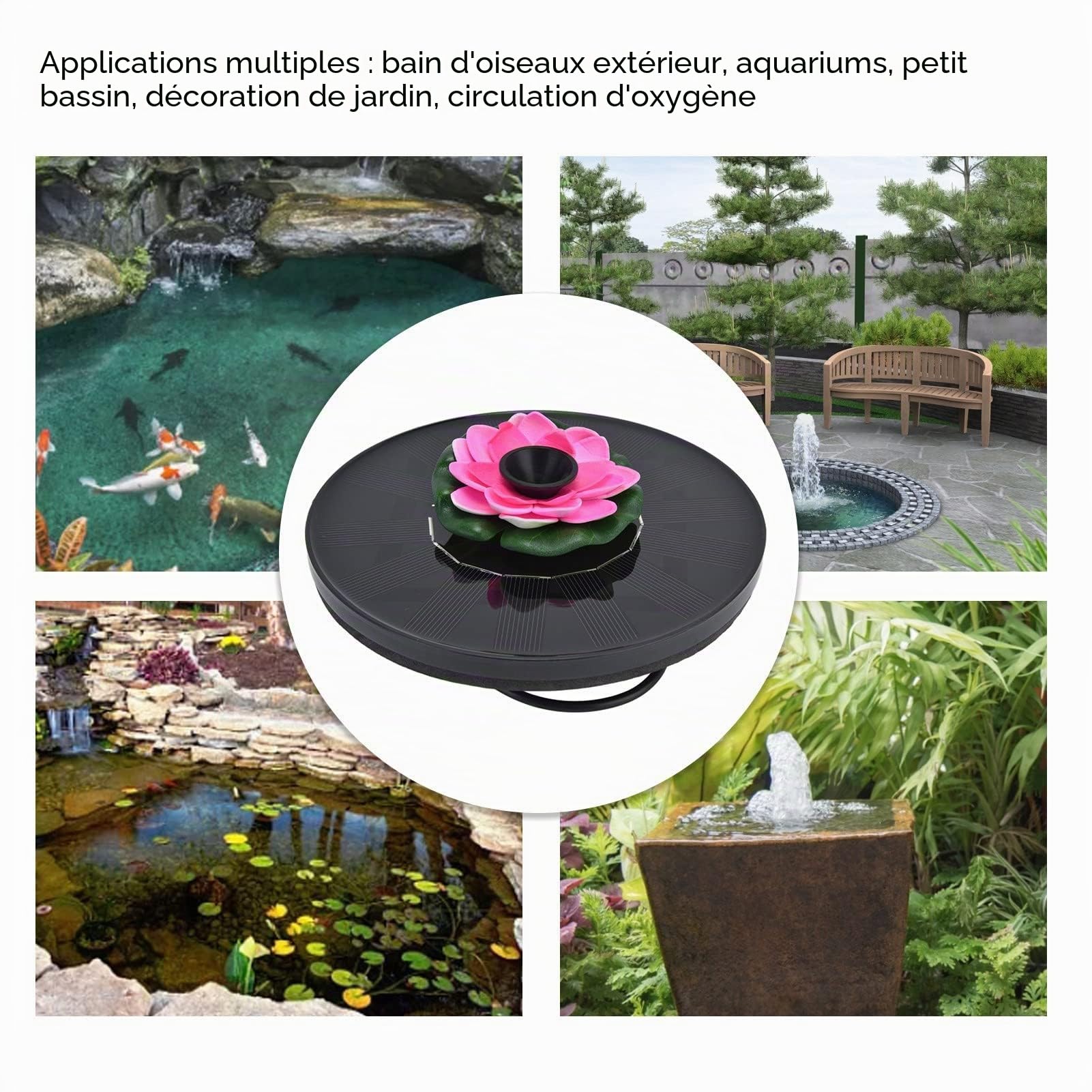 Pompe de Fontaine Solaire, Pompe à Eau de Fontaine de Nénuphar, Mini Fontaine D'eau Solaire Flottante pour Piscine D'étang de Jardin de Bains D'oiseaux en Plein Air(rose)