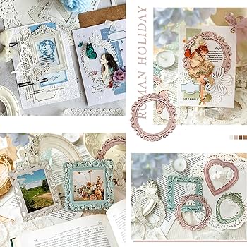 アルバムクラフト・コラージュ素材☆コラージュフレームセット Amazon.co.jp: コラージュ 素材 フレーム 手帳 素材セット 画像