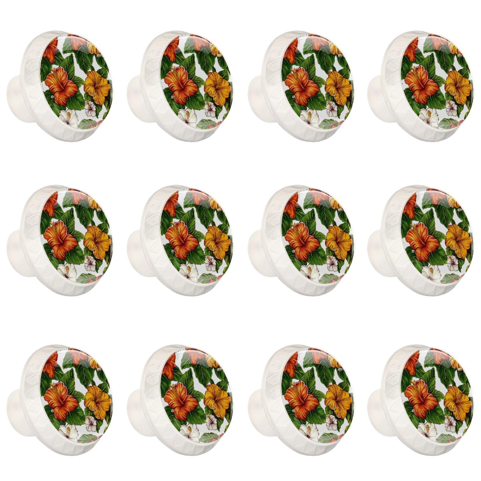 Boutons de tiroir en cristal hibiscus pour rénover votre cuisine