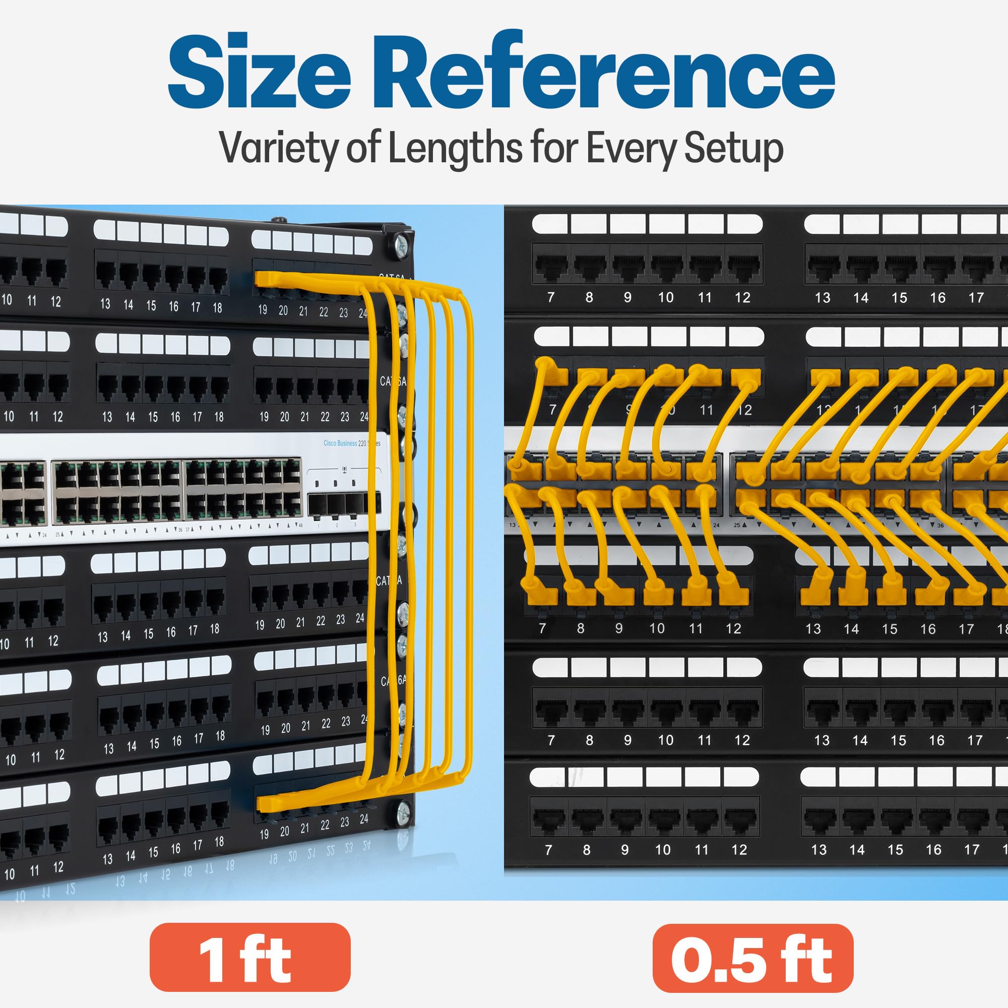 Everest - Cables de conexión Ethernet Cat6a ultra delgados de 1 pie (paquete de 10) amarillo | Flexible, delgado y flexible