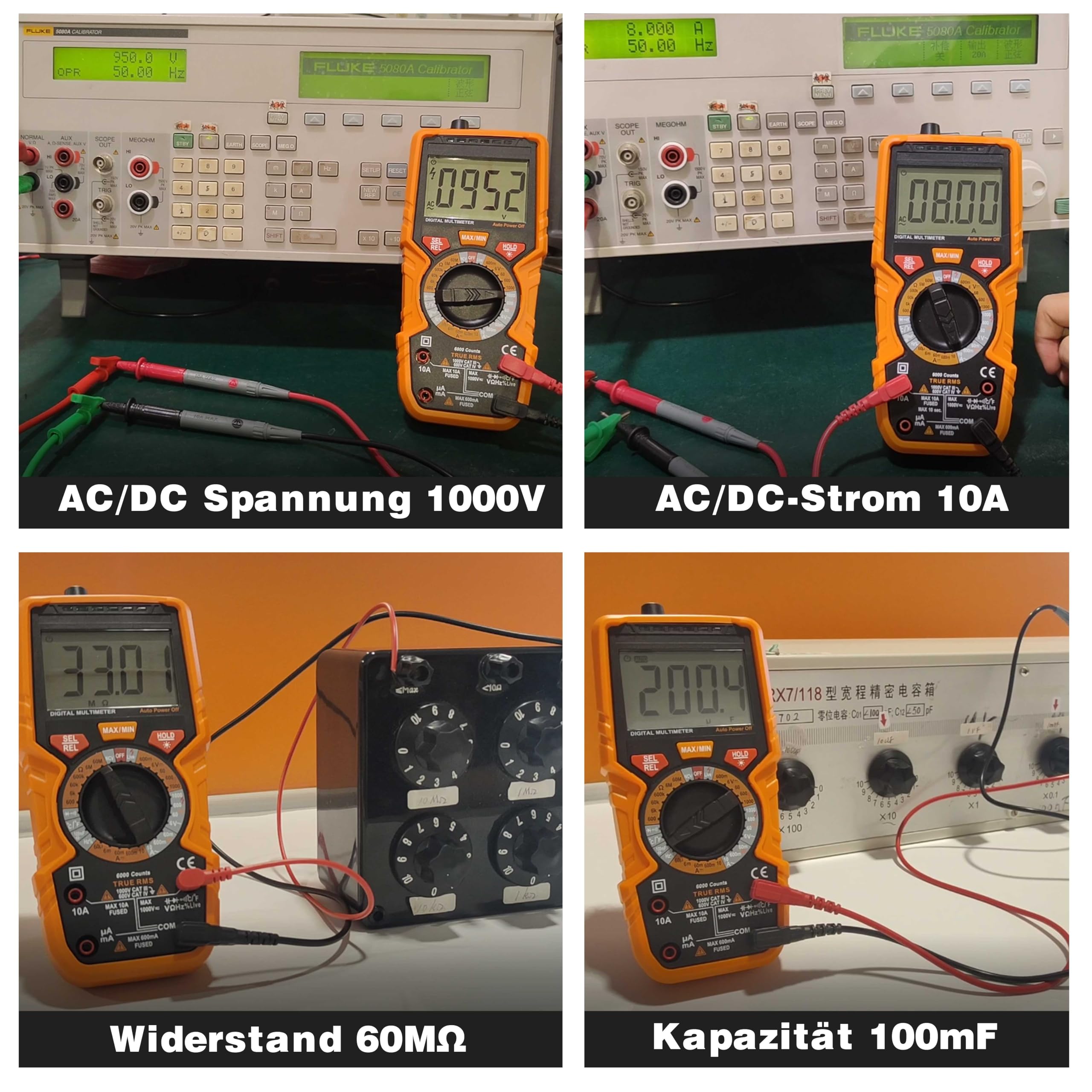 Digital Multimeter mit 6000 Zählungen,True RMS Voltmeter Ohmmeter Amperemeter,Misst Spannung Strom Widerstand Diode Durchgang Temperatur Frequenz NCV Mit LCD-Anzeige und Taschenlampe